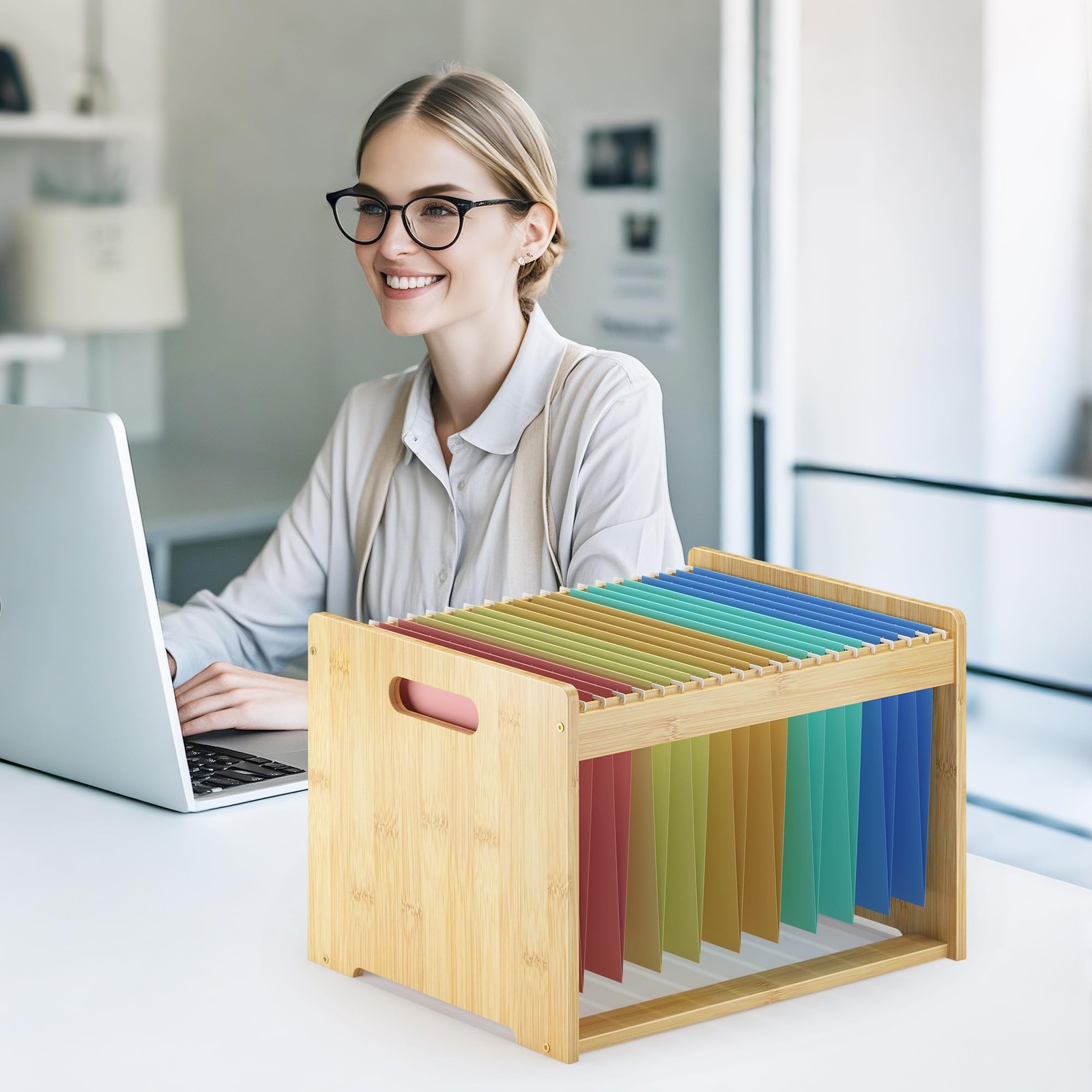 Wisuce Essentials Hanging File Organizer Box for Letter 1 Pack-Basic, Natural