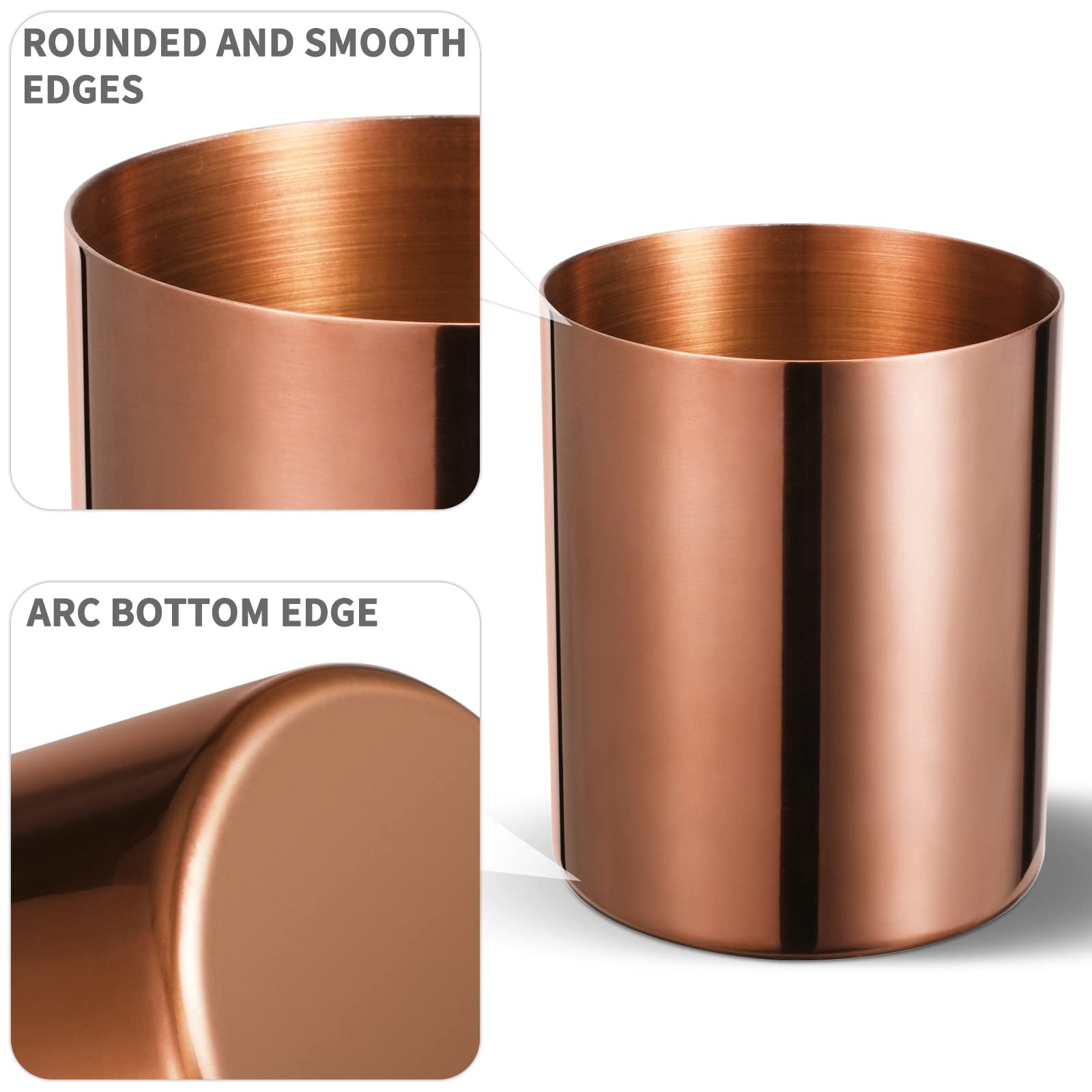 Lidwot Rose Gold 304 Stainless Steel Pen Holder & Pencil Cup, Metal Desk Cadd…