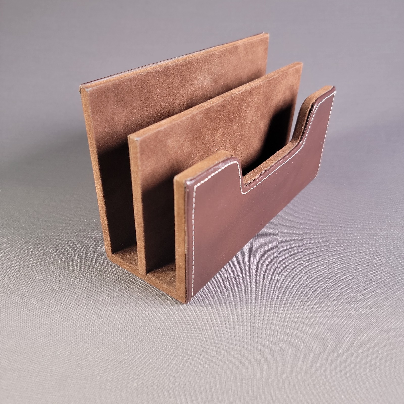 6‑Piece Leather Office Desk Organizer Set White Stitching Modern Office set