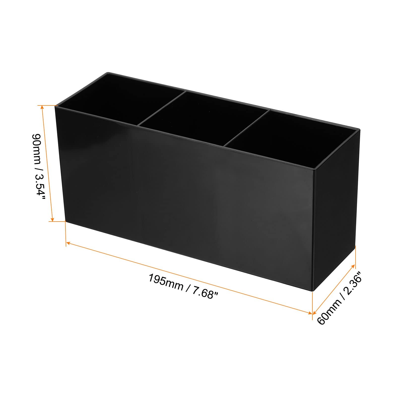 PATIKIL 3 Compartments Clear Acrylic Pen Holder, 2 70 x 70 x 103mm, Black