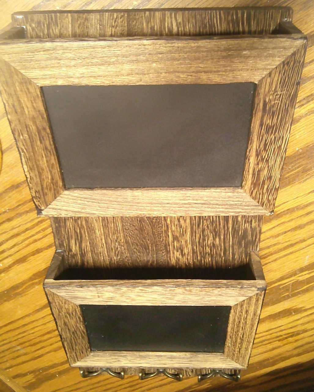 Rustic Brown Wood Mail Sorter Wall Mount Organizer+ Chalkboard Panels Rustic 278