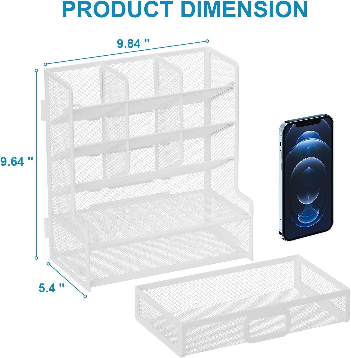 Larger Mesh Desk Organizer with Drawer, Multi-Functional Pen Pencil Holder, E…