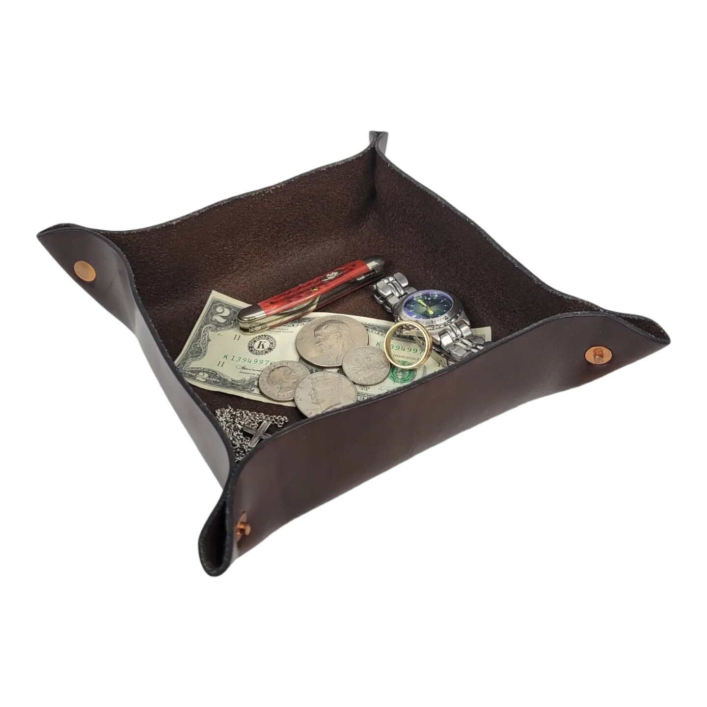 Desk Caddy Catch-all Tray Handcrafted Cantered Exchange 6 inches Brown USA