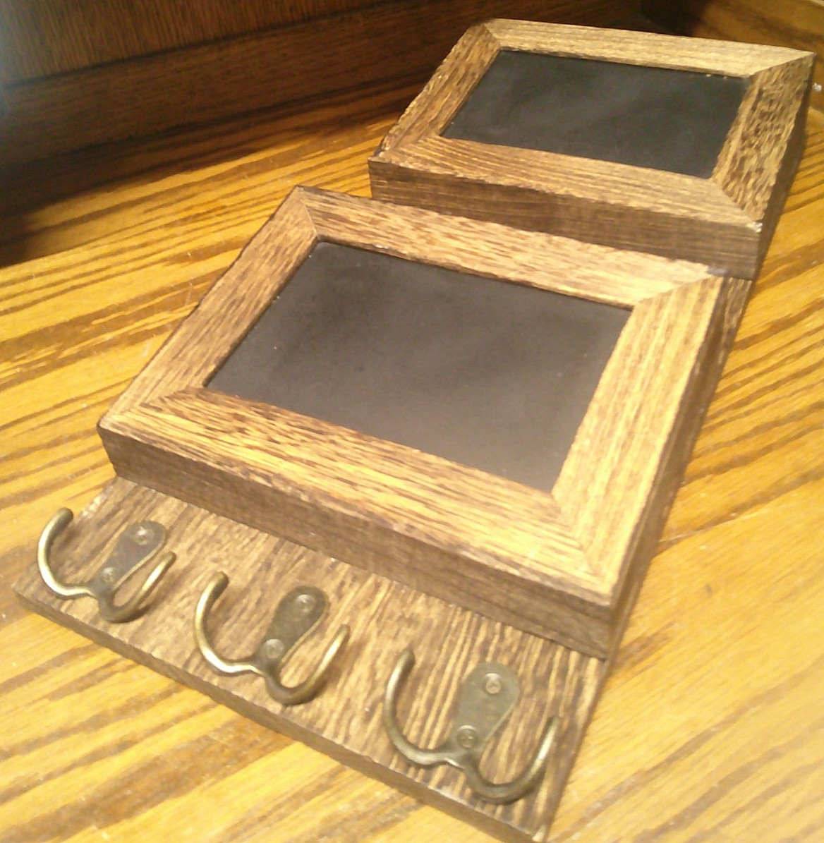 Rustic Brown Wood Mail Sorter Wall Mount Organizer+ Chalkboard Panels Rustic 278