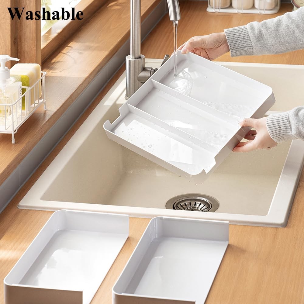Yagizaai 2 Pack Shallow Drawer Organizer 1.57″ H, Modular Expandable Desk Div…