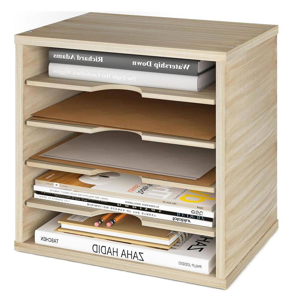 Natural 13.6 In. X 12 In. Wood Modern Desk File Organizer