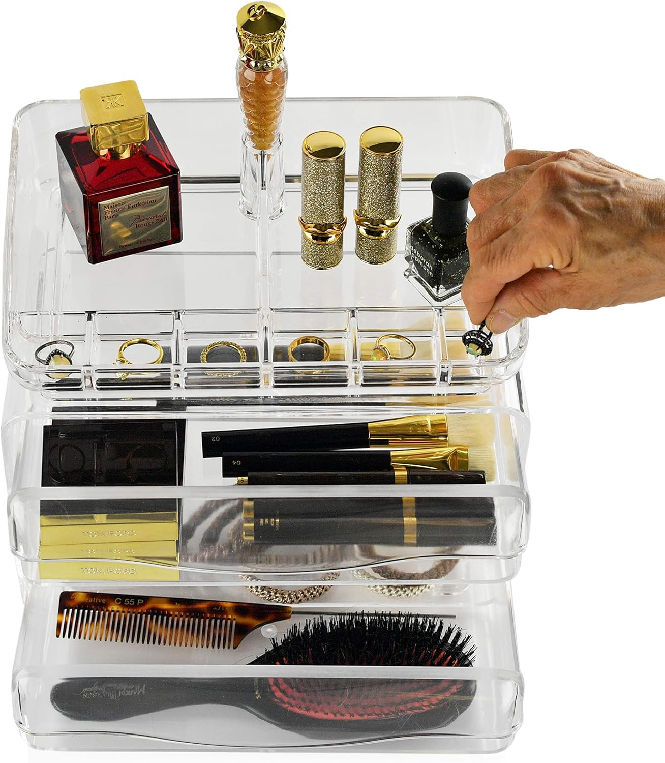 Acrylic 2-Drawer Organizer for Office Supplies or Makeup and Cosmetics