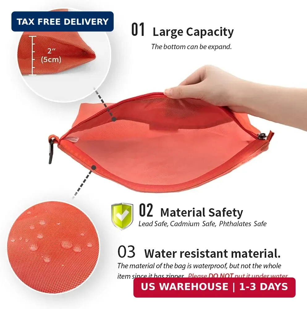 pack all 3 Pcs Water-resistant Material Zipper Pouch Set, Mesh Zipper Bags for S