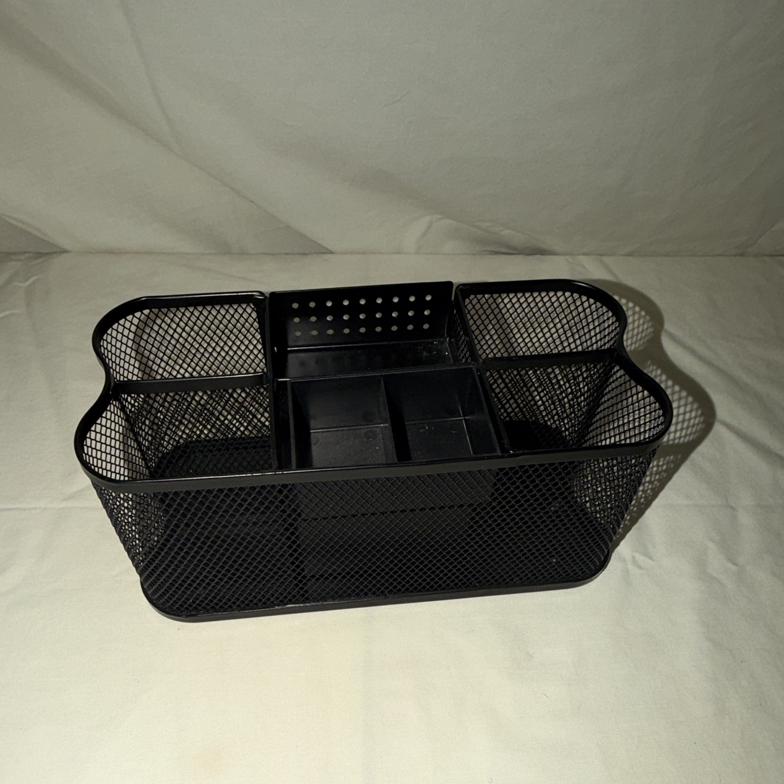 BLACK MESH DESK OFFICE ORGANIZER PEN/PENCIL HOLDER POST IT NOTE AND DRAWER