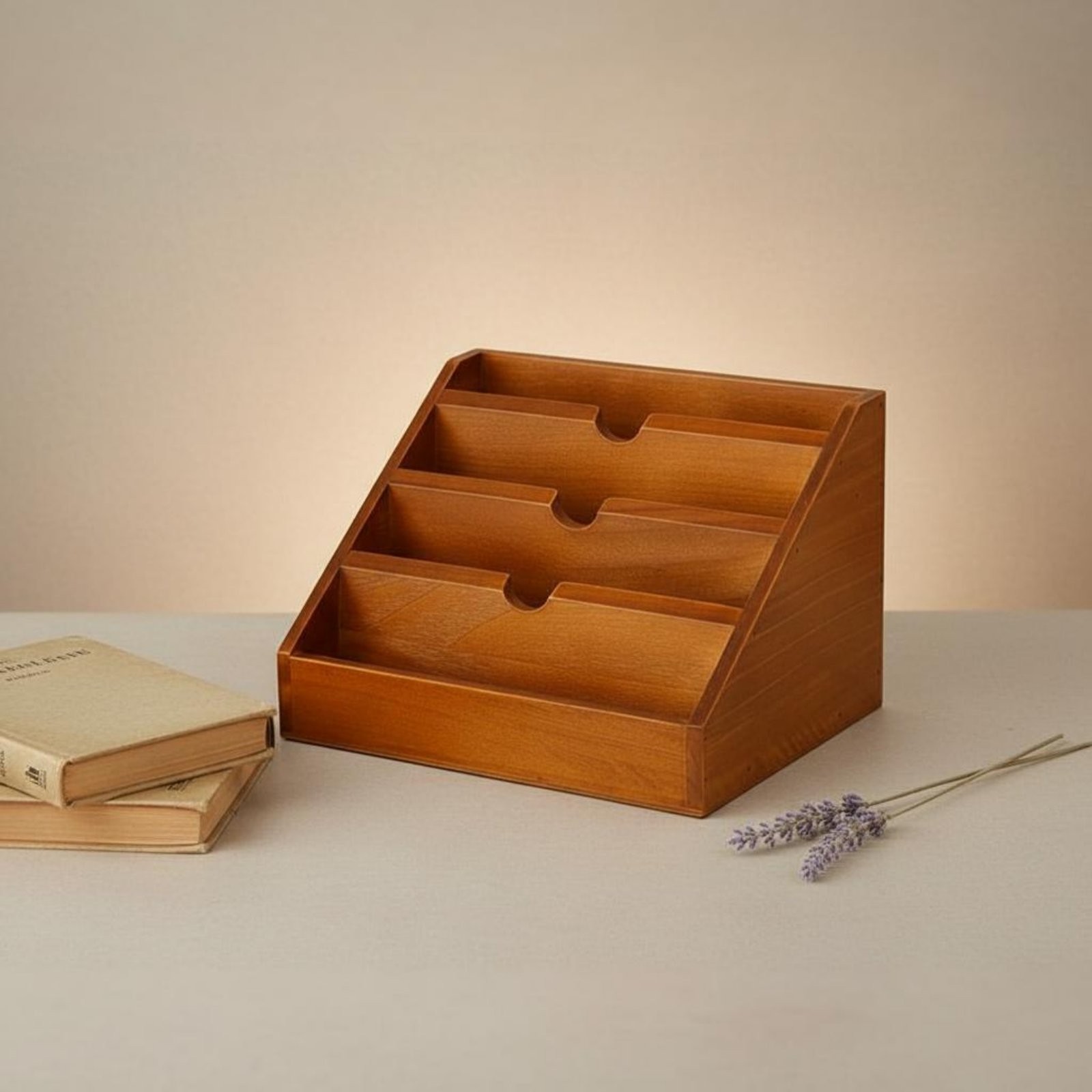 Wooden Desk Organizer Retro & Design Desk Storage Desktop Space Saving