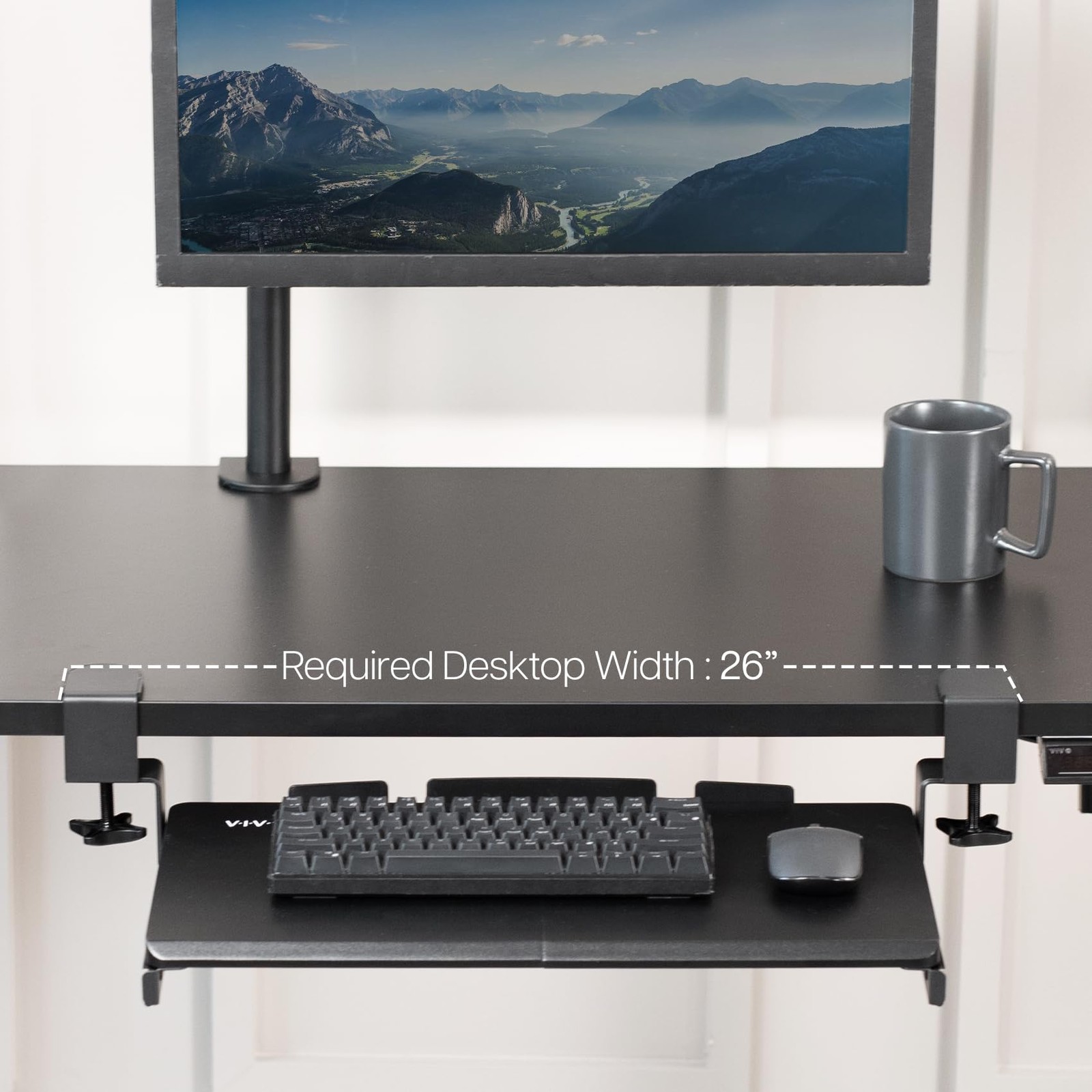 VIVO Small Keyboard Tray, Under Desk Pull Out with Extra 20 inch, Black