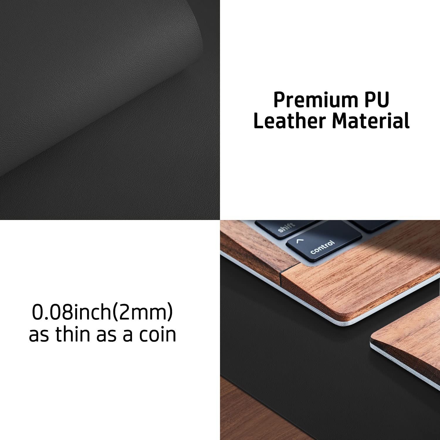 Aothia Non-Slip Waterproof PU Leather Desk Pad Protector 23.6″ x 13.7″, Black