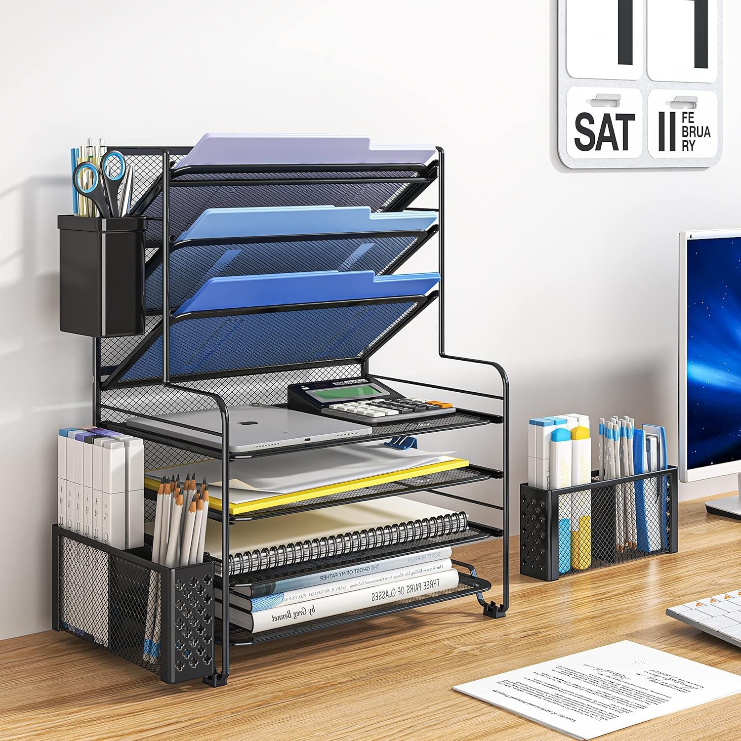 Multifunctional 7-Tier File and Pen Organizer – Efficient Office Management