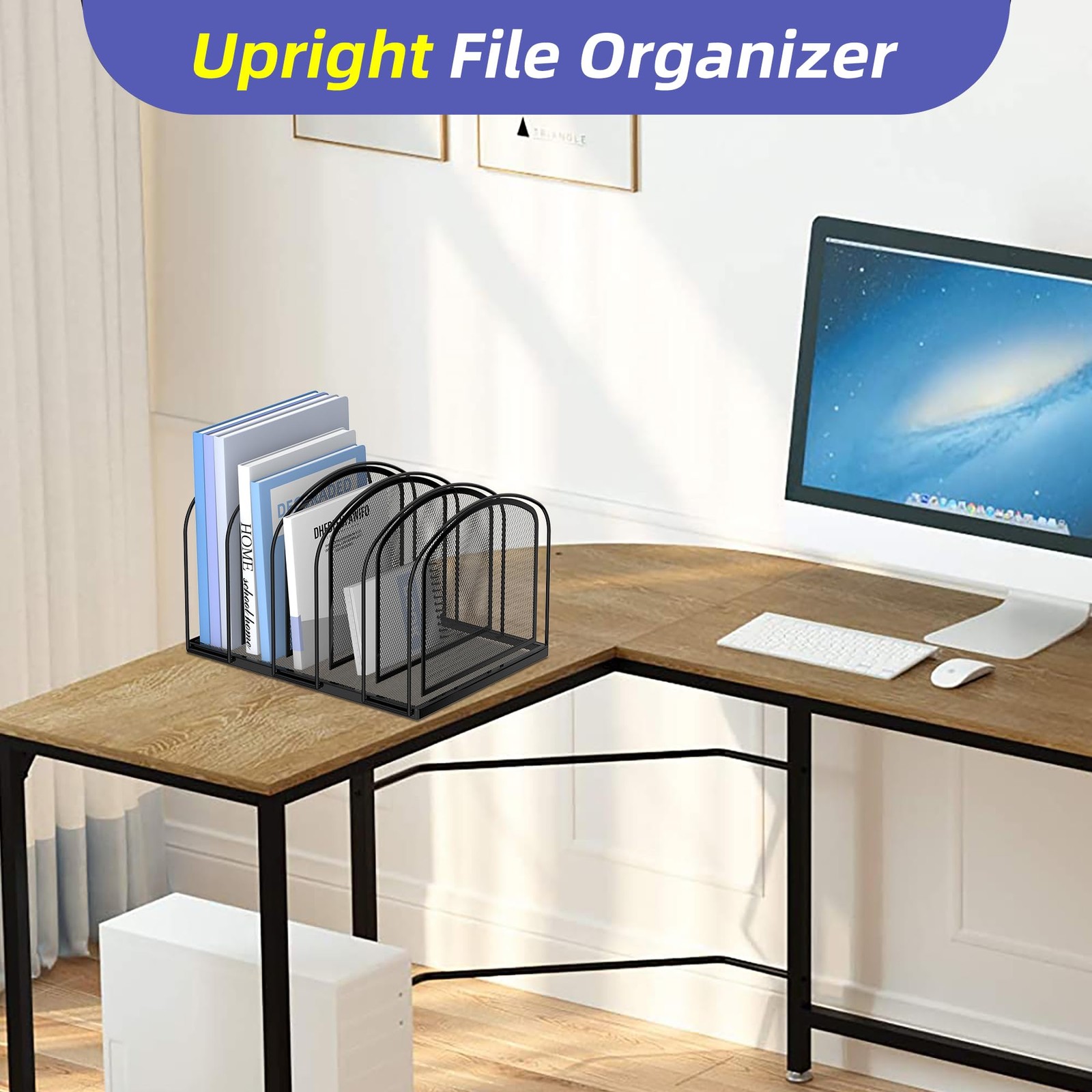 File Organizer for Desk, 5-Section Mesh Desk Organizer, Vertical File Holder …