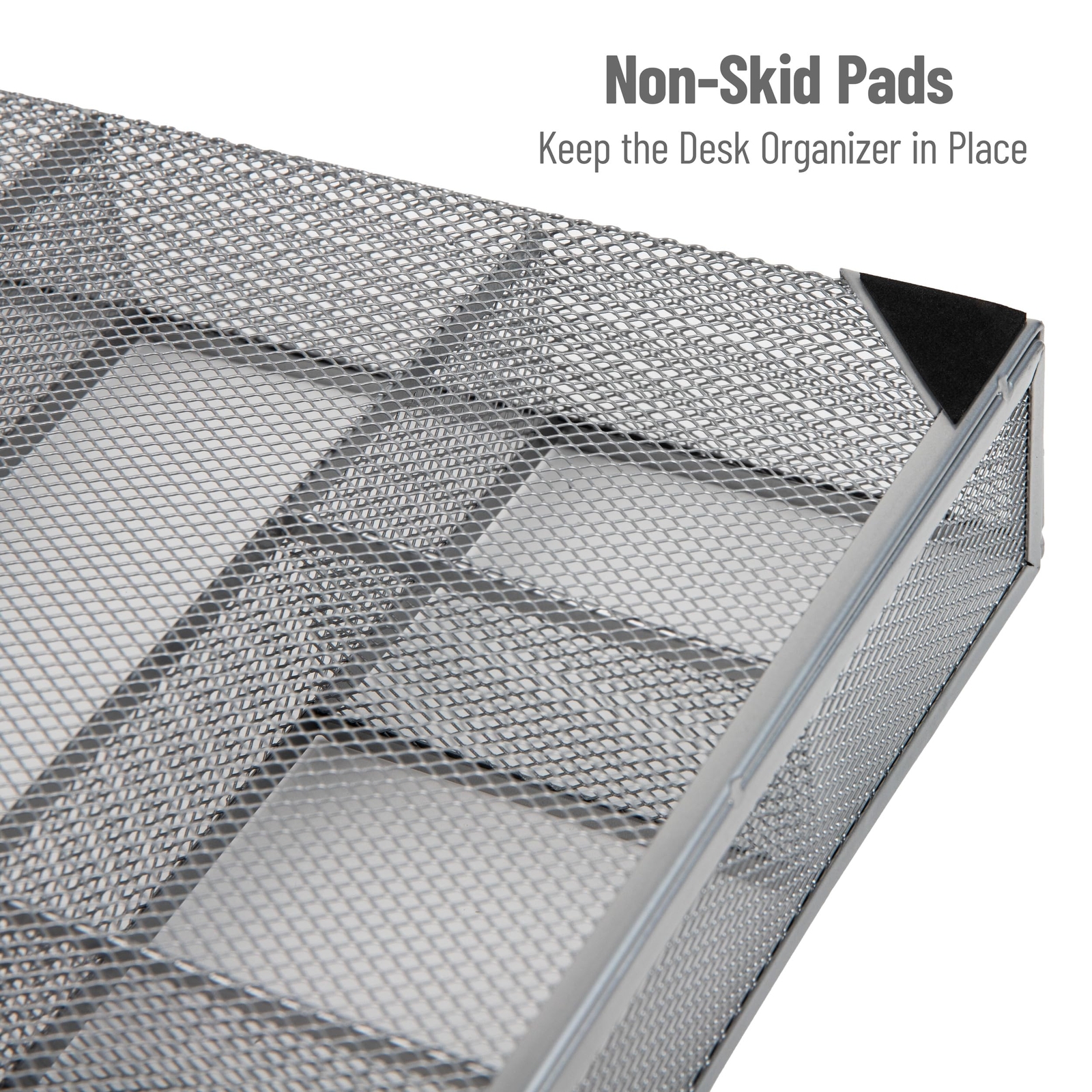Metal Mesh Drawer Organizer Tray 15″x12″ Office Utensil Storage Silver
