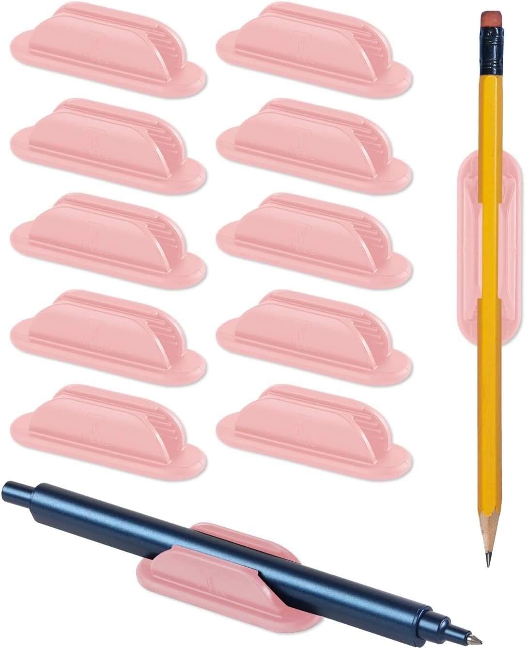10 Pack Adhesive Pencil Holder Desk Silicone Pen Holder Wall Clipboard & Laptop