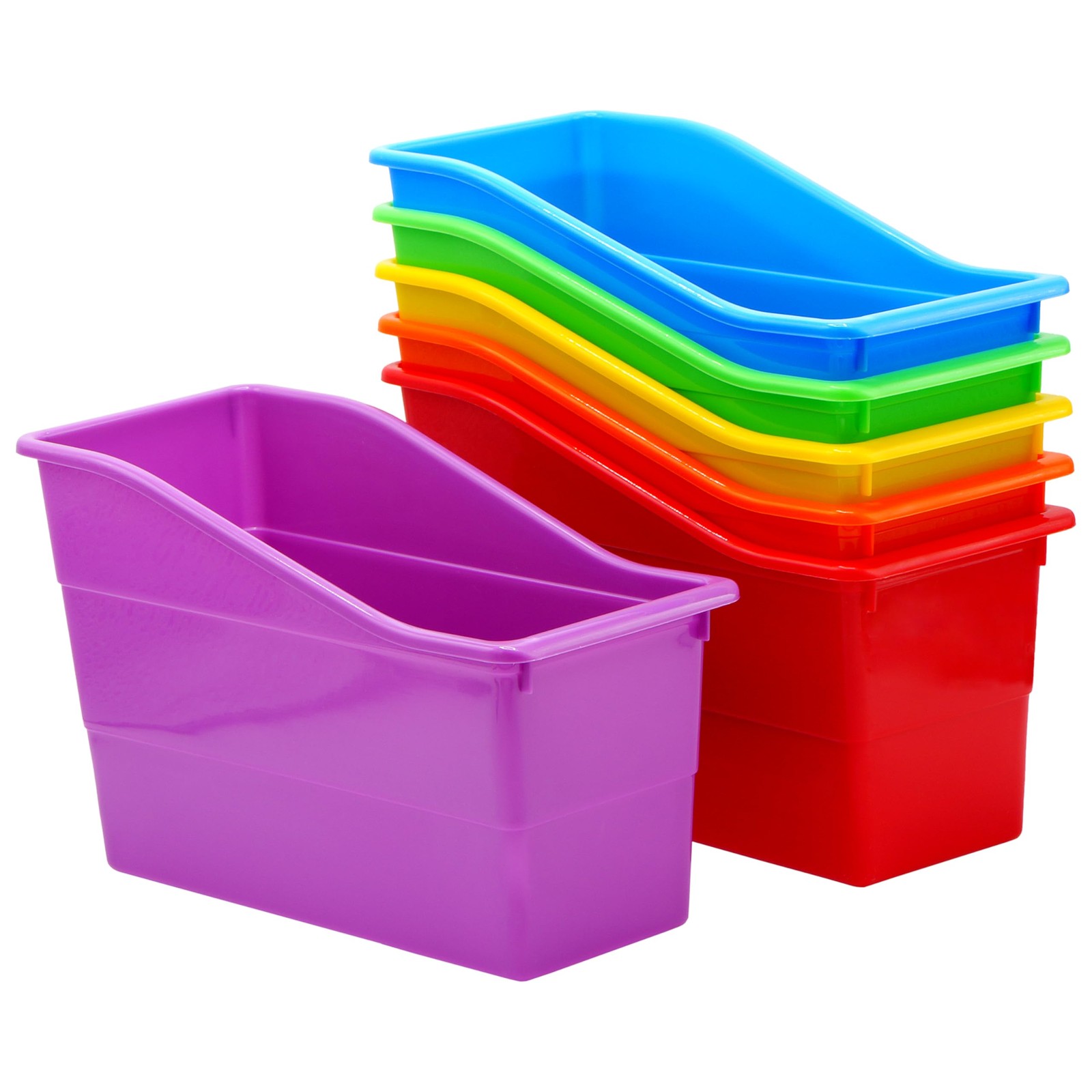 6 Durable Book and Binder Holder, Files Book Bins for Classroom, Plastic Vert…