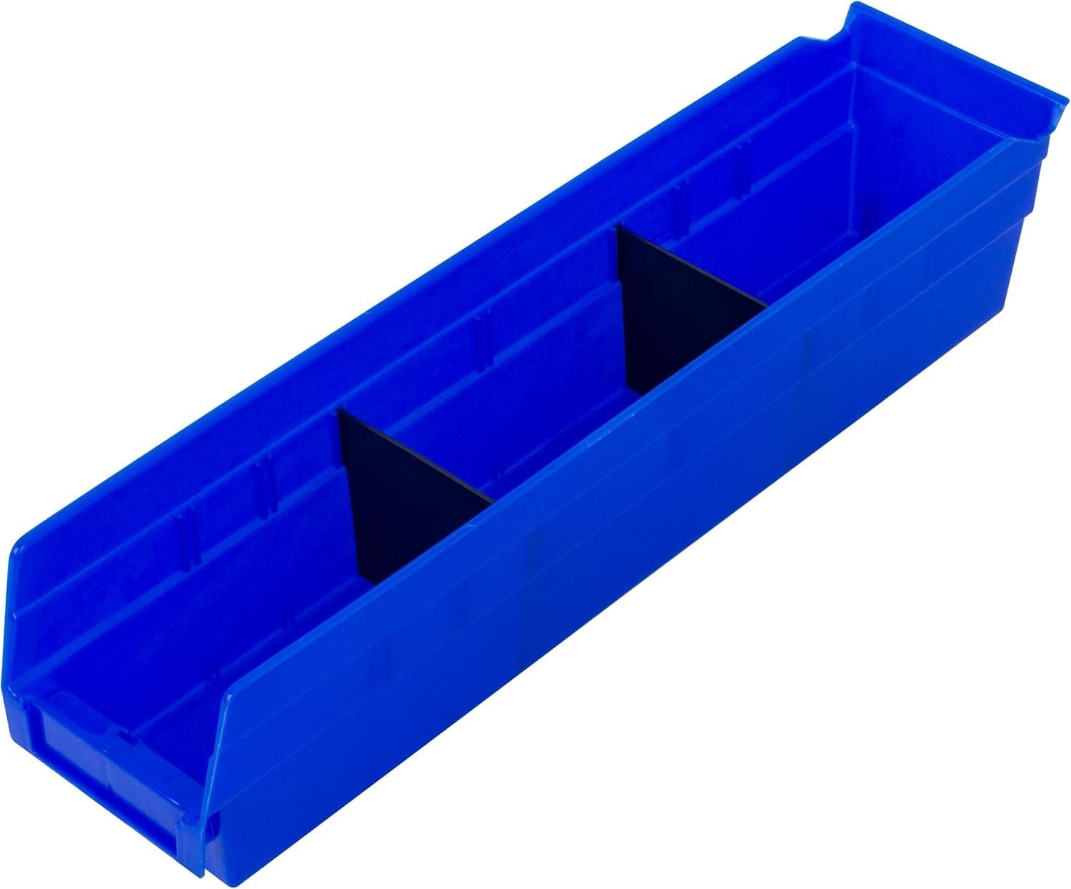 Akro-Mils 30128 Plastic Shelf Bins, Heavy 18-Inch by 4-Inch 4-Inch, Blue