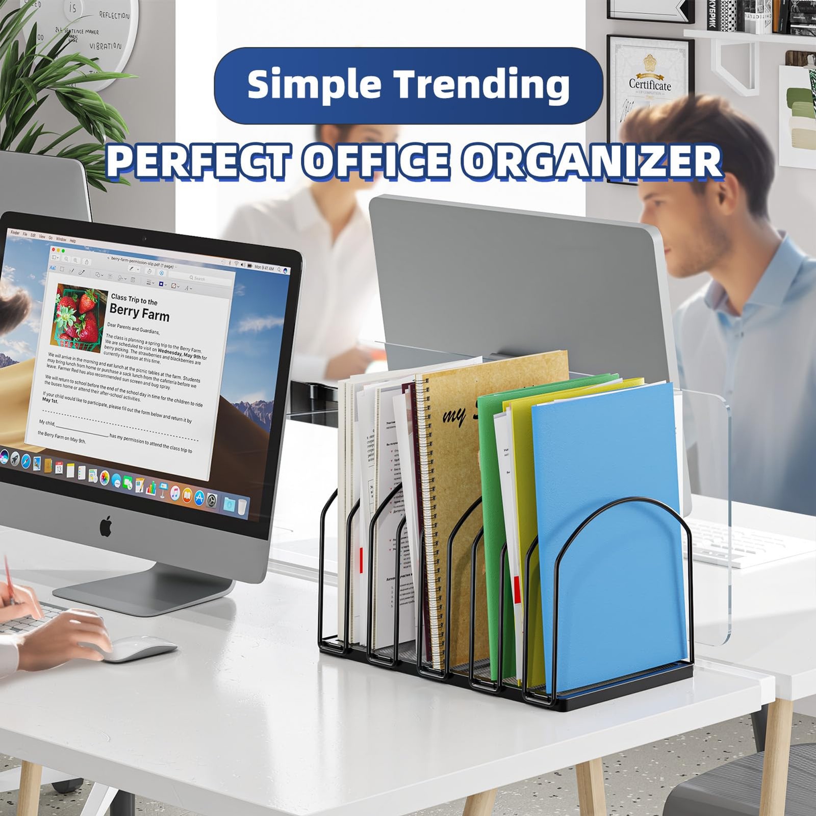 Simple Trending 9 Section Metal File Sorter Organizer for Desk Home Office, Blac