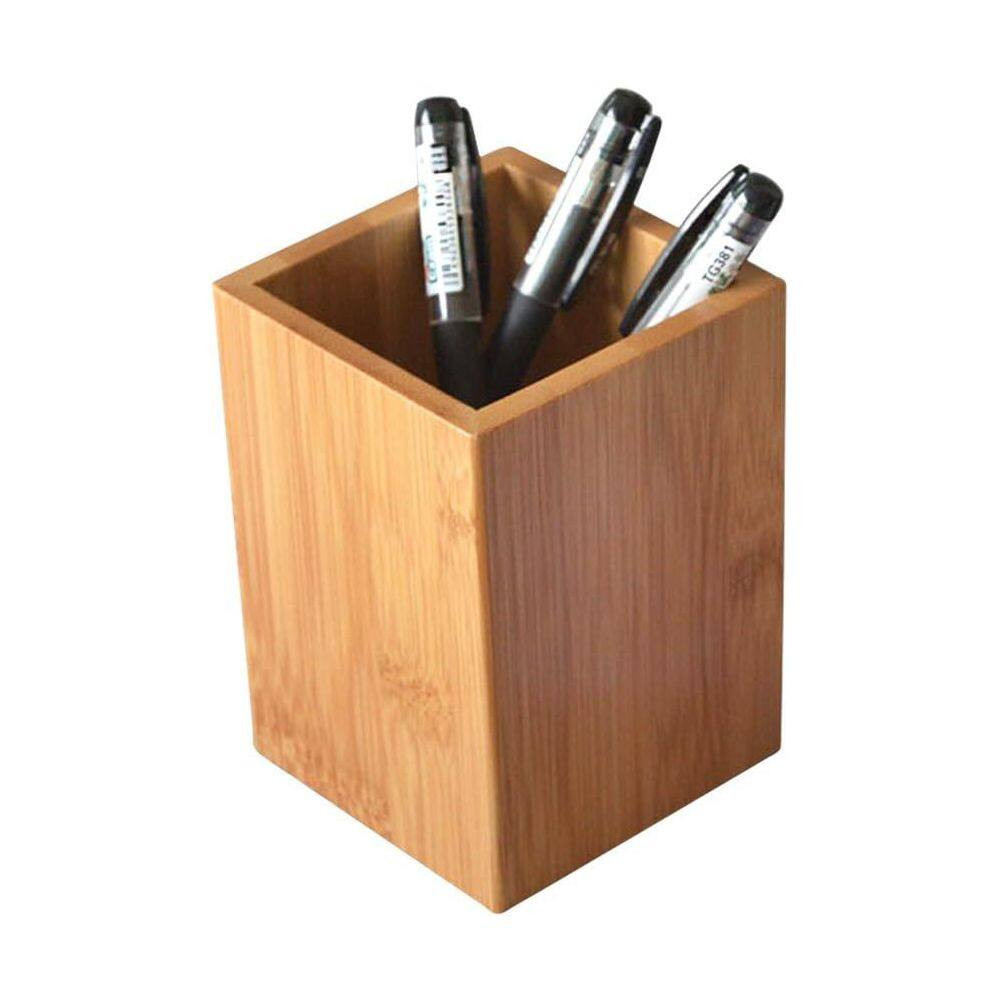 Bamboo Desk Organizer Multi-Purpose Pen Pencil Holder Cup Eco Friendly Natural B