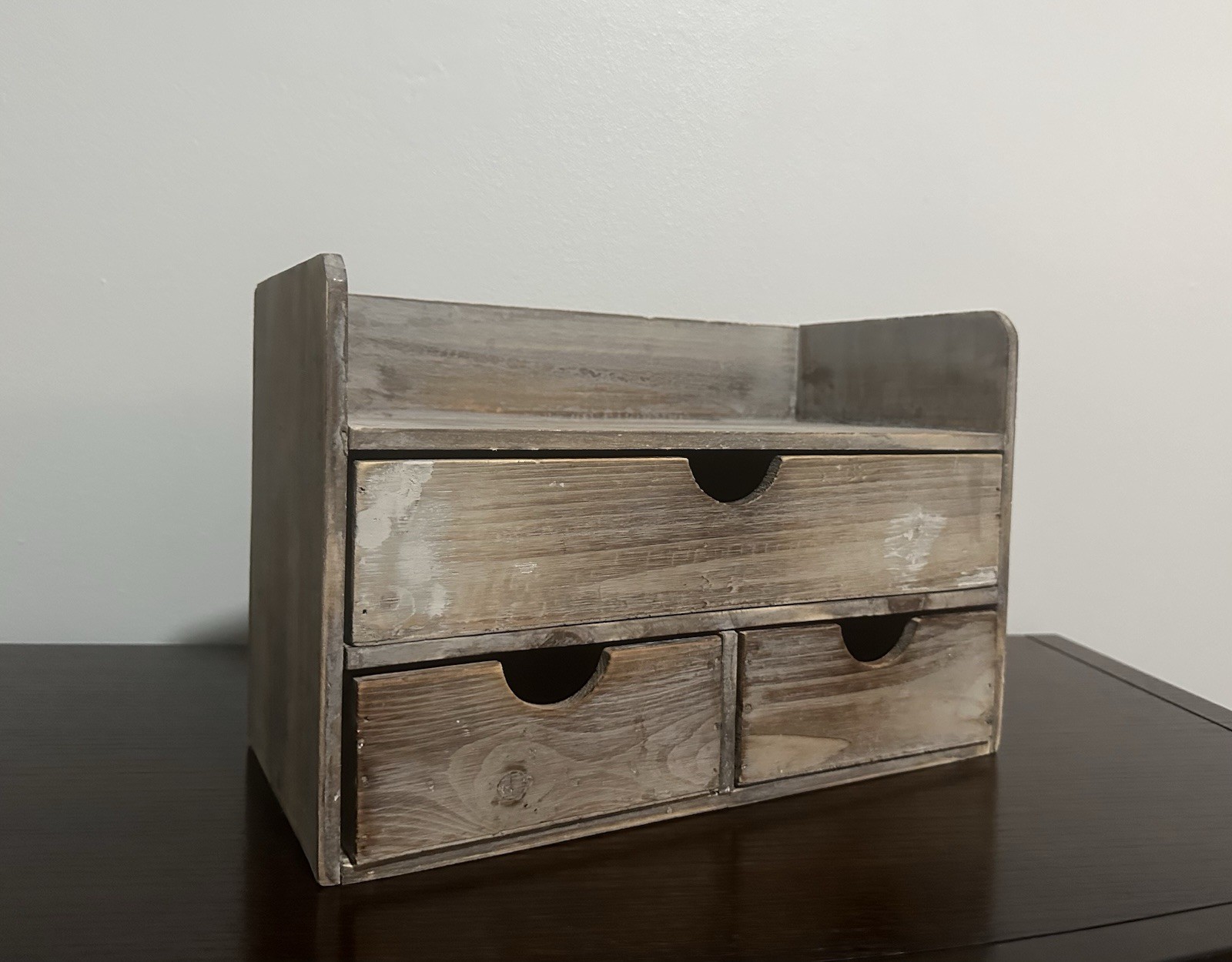 Rustic Wooden Office Desk Organizer Rack for Desktop, Tabletop, Office Supplies