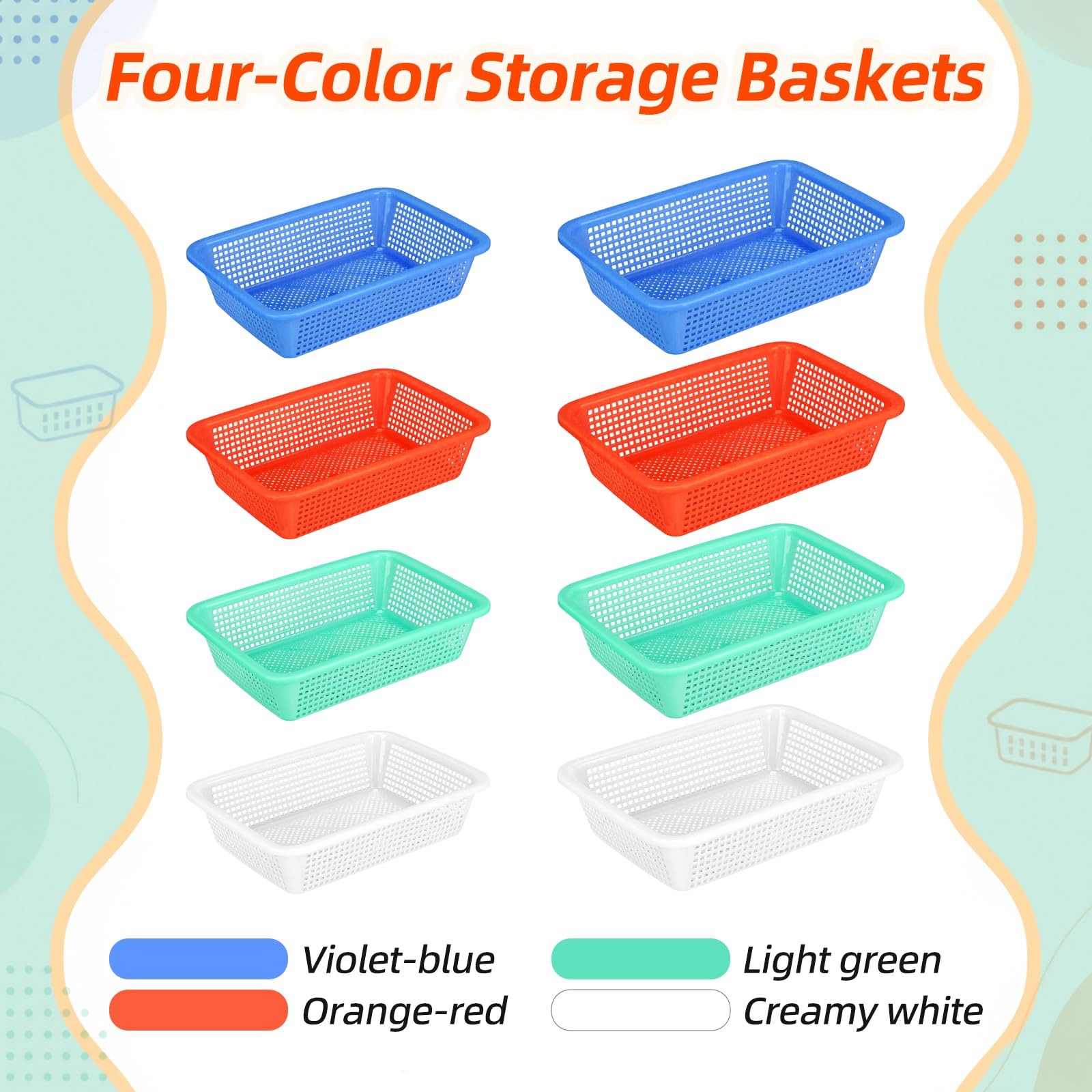 32 Pack Plastic Classroom Storage Baskets Bins, Mixed 2 Size Colorful Organiz…