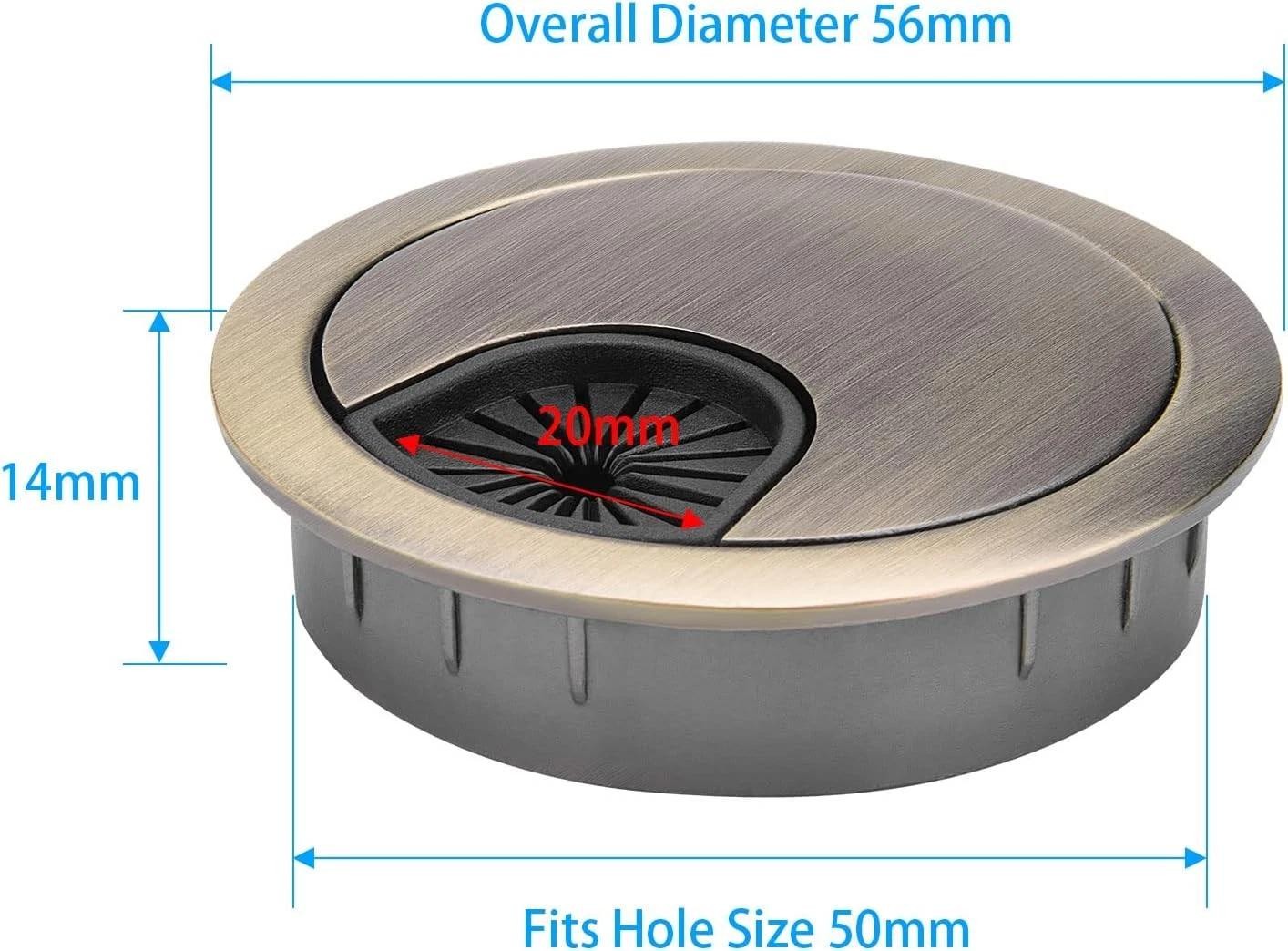 2 Pack 2 Inch Metal Desk Grommet for Wire Organizer, Bronze