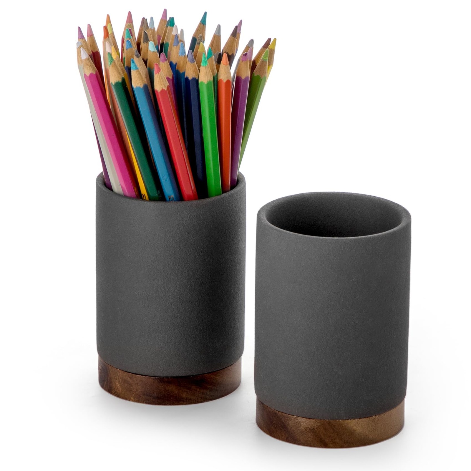 Pen Holder for Desk, Ceramic Pencil Organizer & Makeup Brush Holder, Office D…