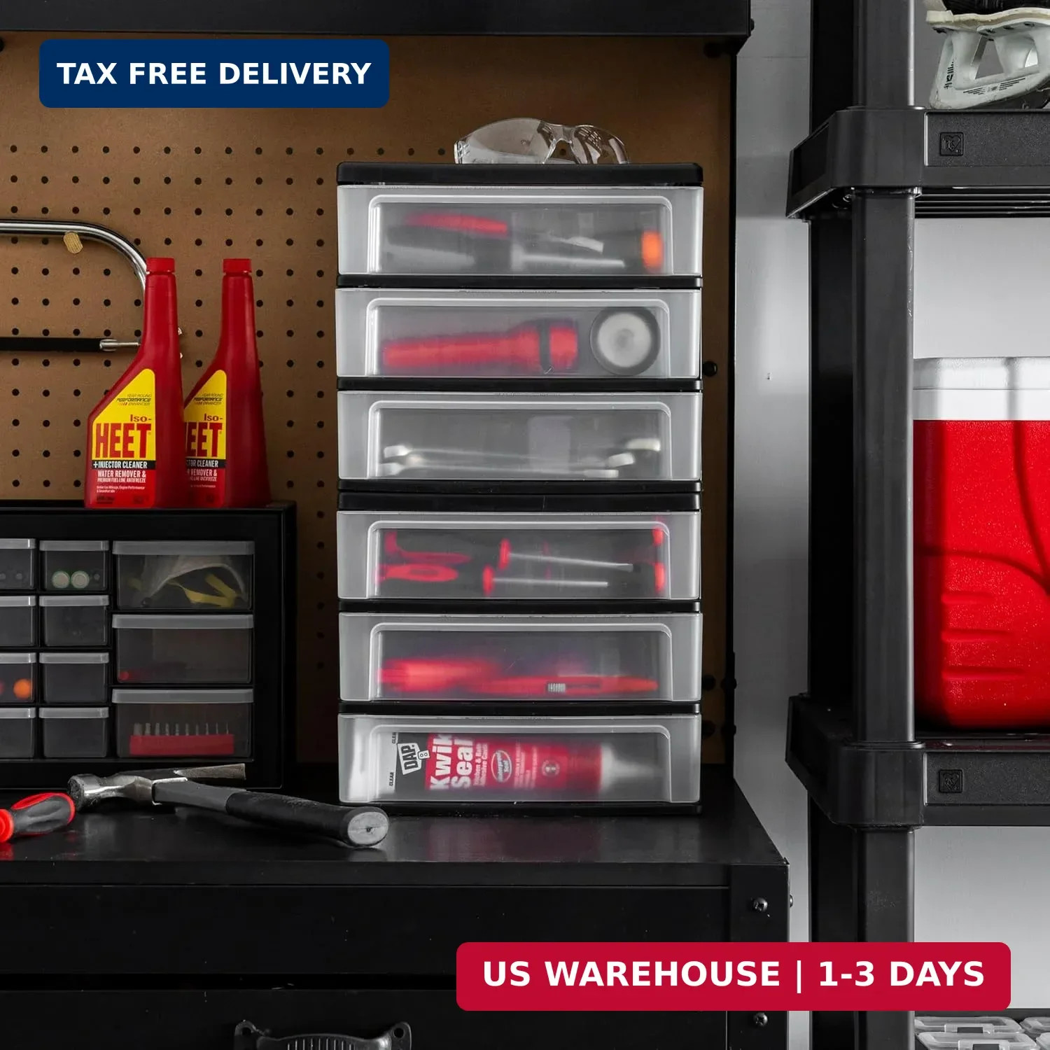 IRIS USA Plastic Stacking Desk Top 3-Drawer Storage Organizer, 2-Pack, for Makeu