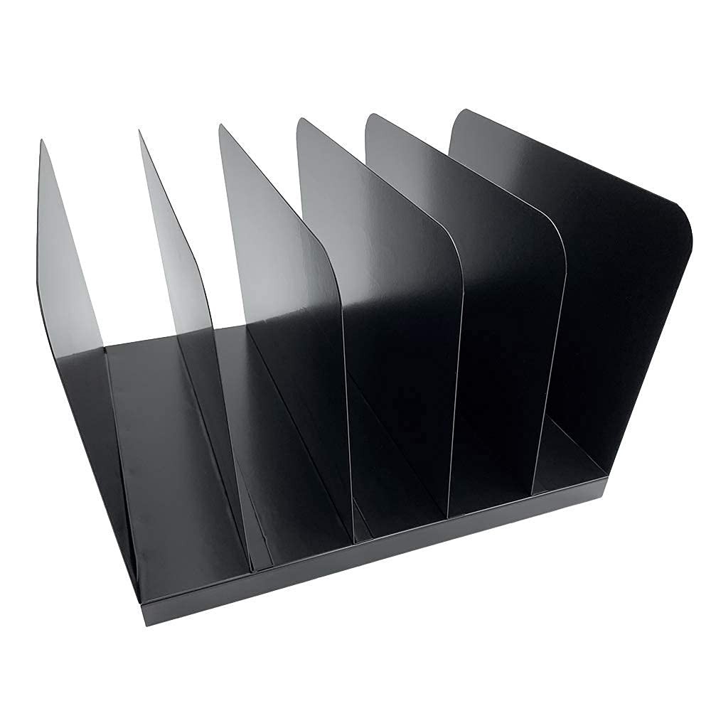Huron Vertical 5 Slot Steel Desk Organizer/Sorter, Black Standard,