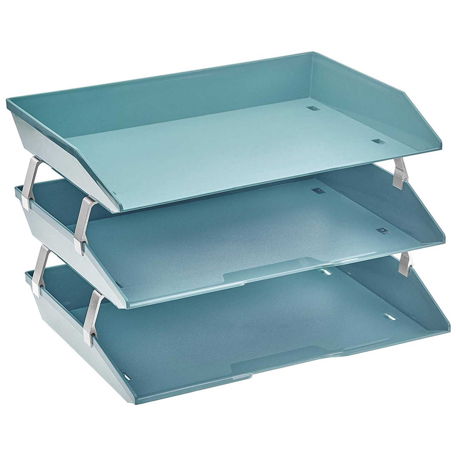 Facility 3 Tier Letter Tray Side Load Letter A4 Plastic Solid Green Desk