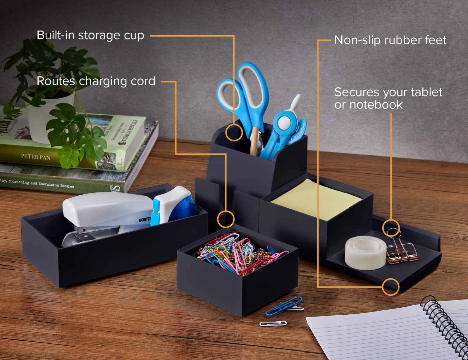 Bostitch Office Konnect Desk Organizer And Charging Station 2 Usb 2 Plugs