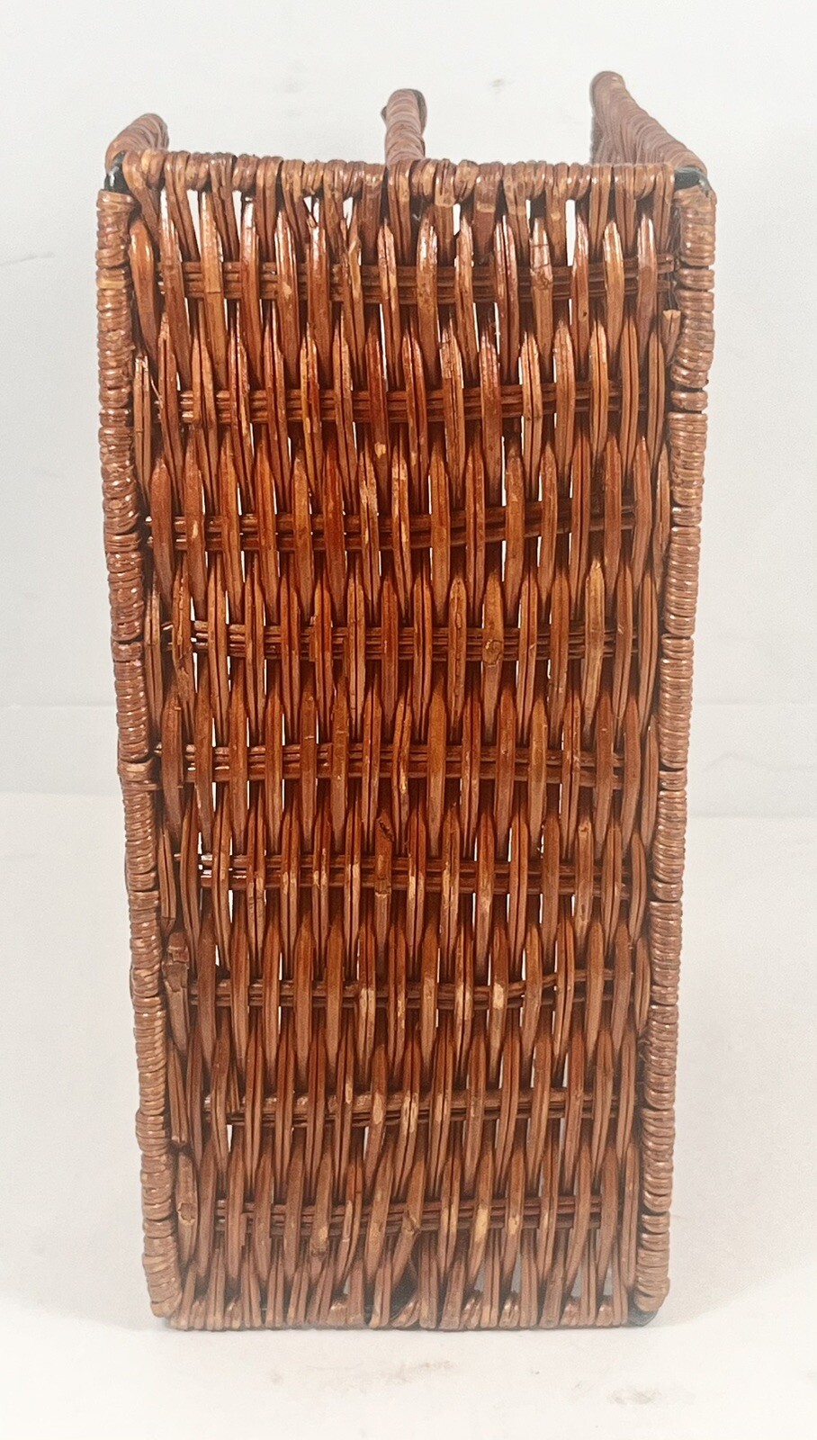 Vintage Woven Rattan Wicker 3 Compartment Letter Holder 7”x 9 1/4”