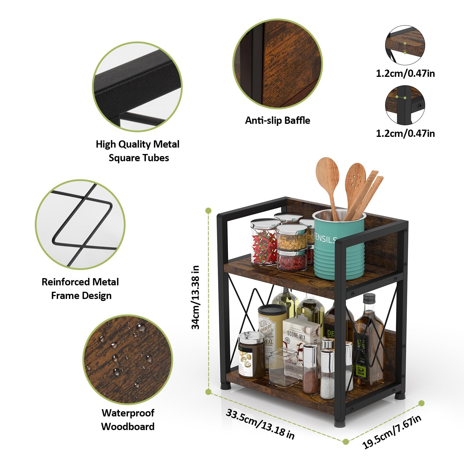 Aduanbang Coffee Bar Accessories Organizer, 2 1385.14 cubic inches, Brown