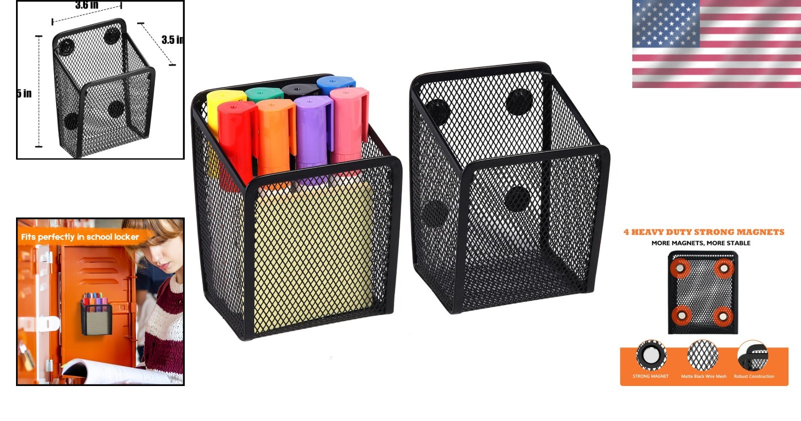 Durable Magnetic Pencil Holder – Rust-Resistant Mesh Organizer for Stationery