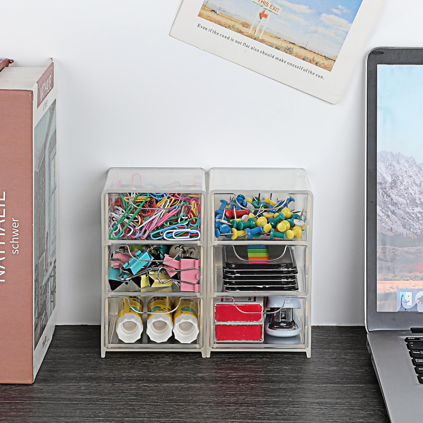 BTSKY 2 Pack Small Acrylic Storage Organizer with Drawers, 1 Pack, Clear
