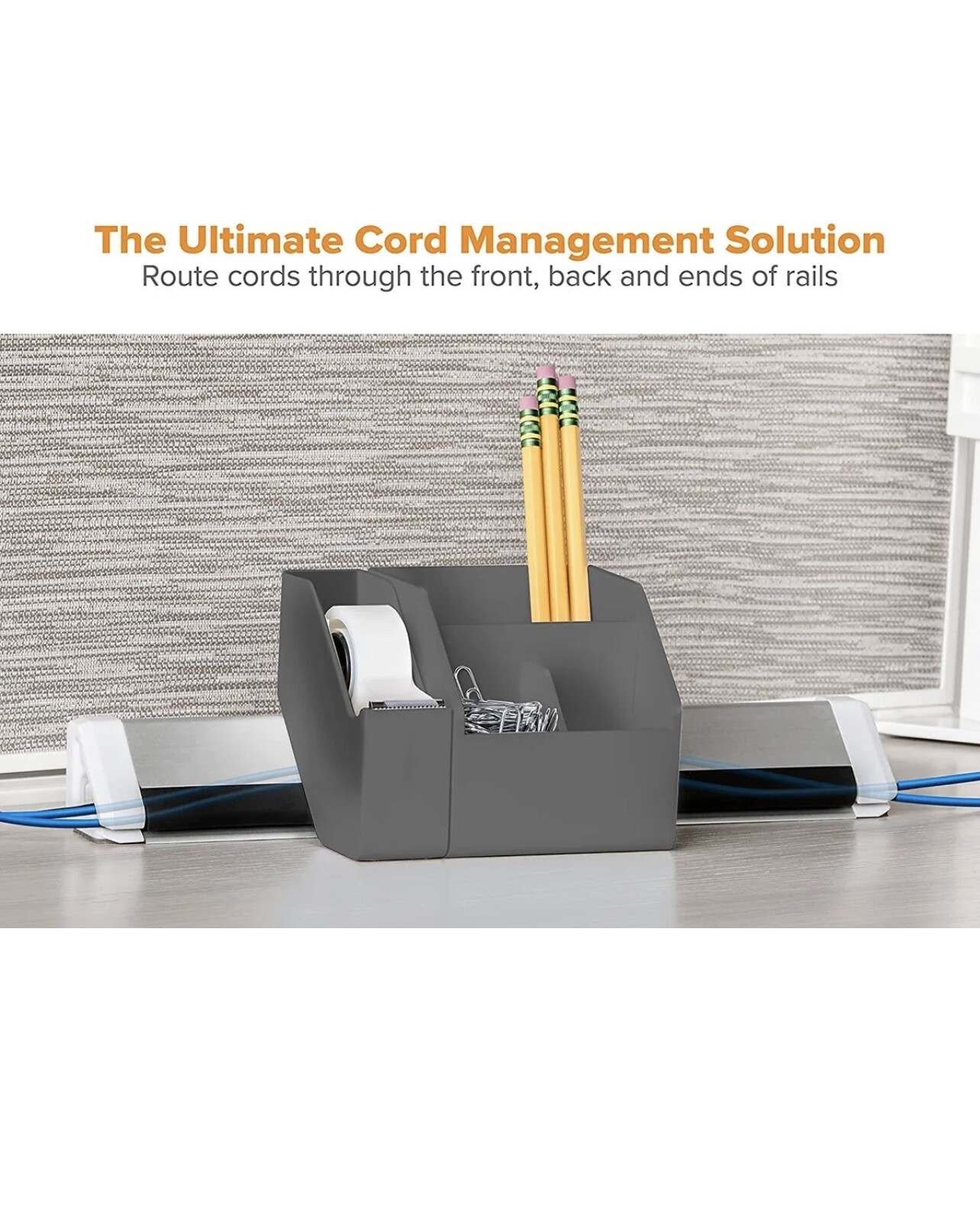 Bostitch Konnect Workspace Desk Organizer Cable Management 3 Pc Starter Kit Gray