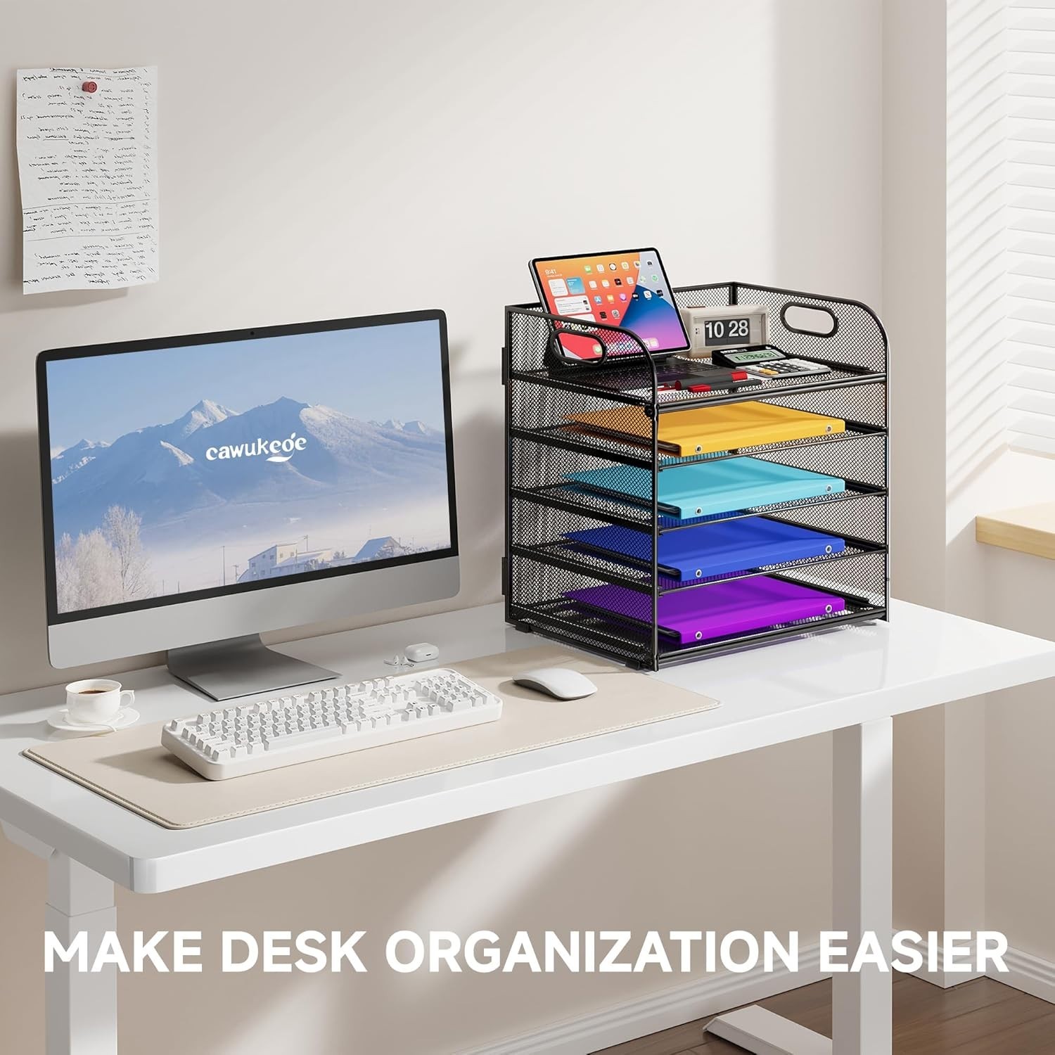 5-Tier File Folder Organizer with Handle – Efficient Desk Storage
