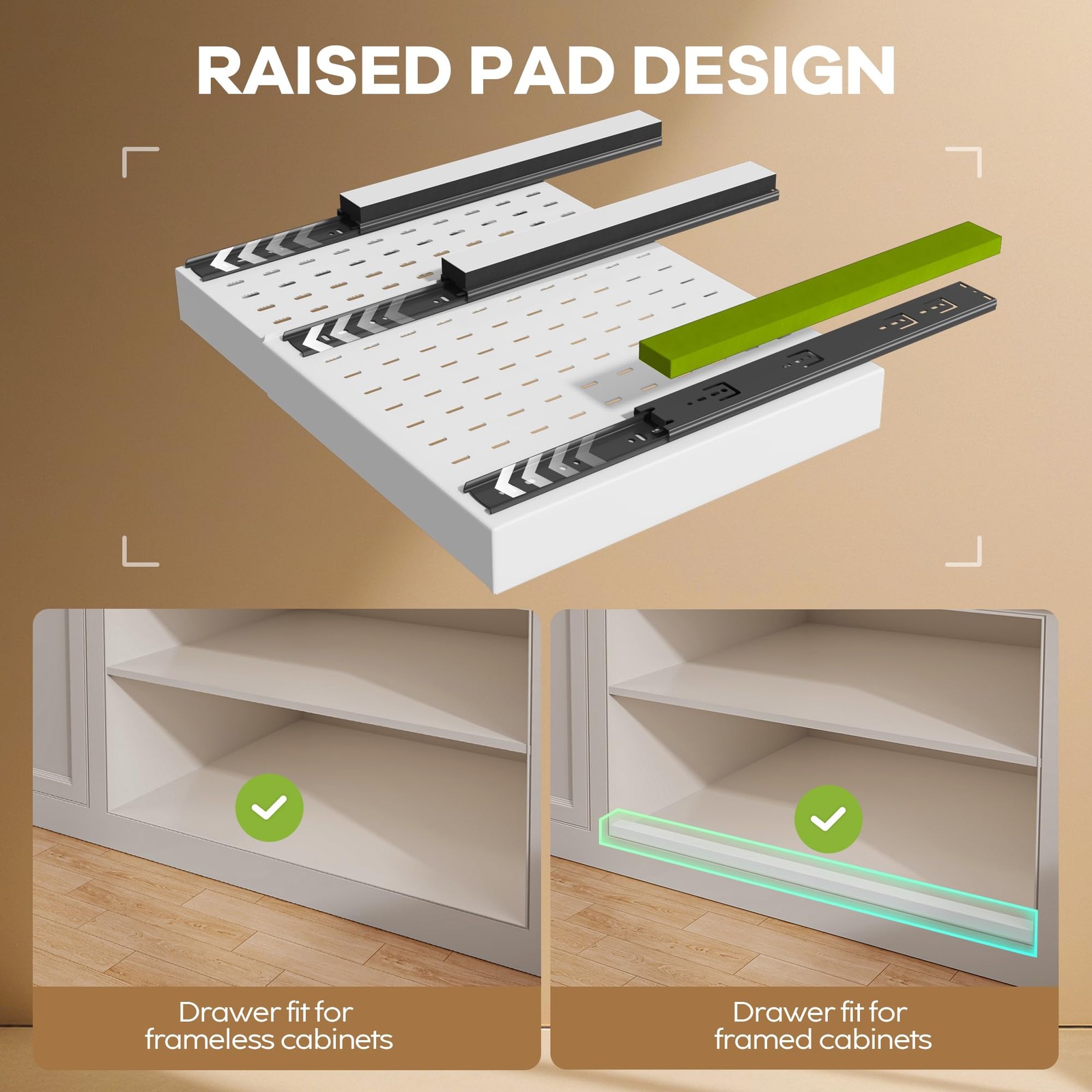 2Pack Pull out Cabinet Organizer 12.1″-20.4″W x 21″D(2Pack), White