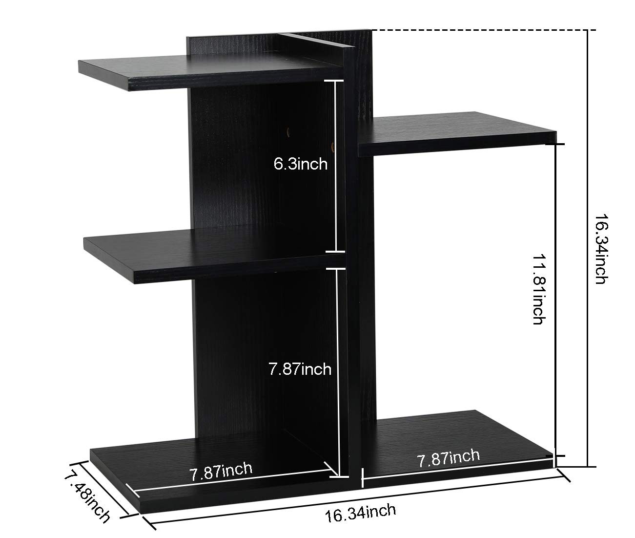 PAG Wood Desktop Shelf Small Bookshelf Desk Supplies Style 5, Black