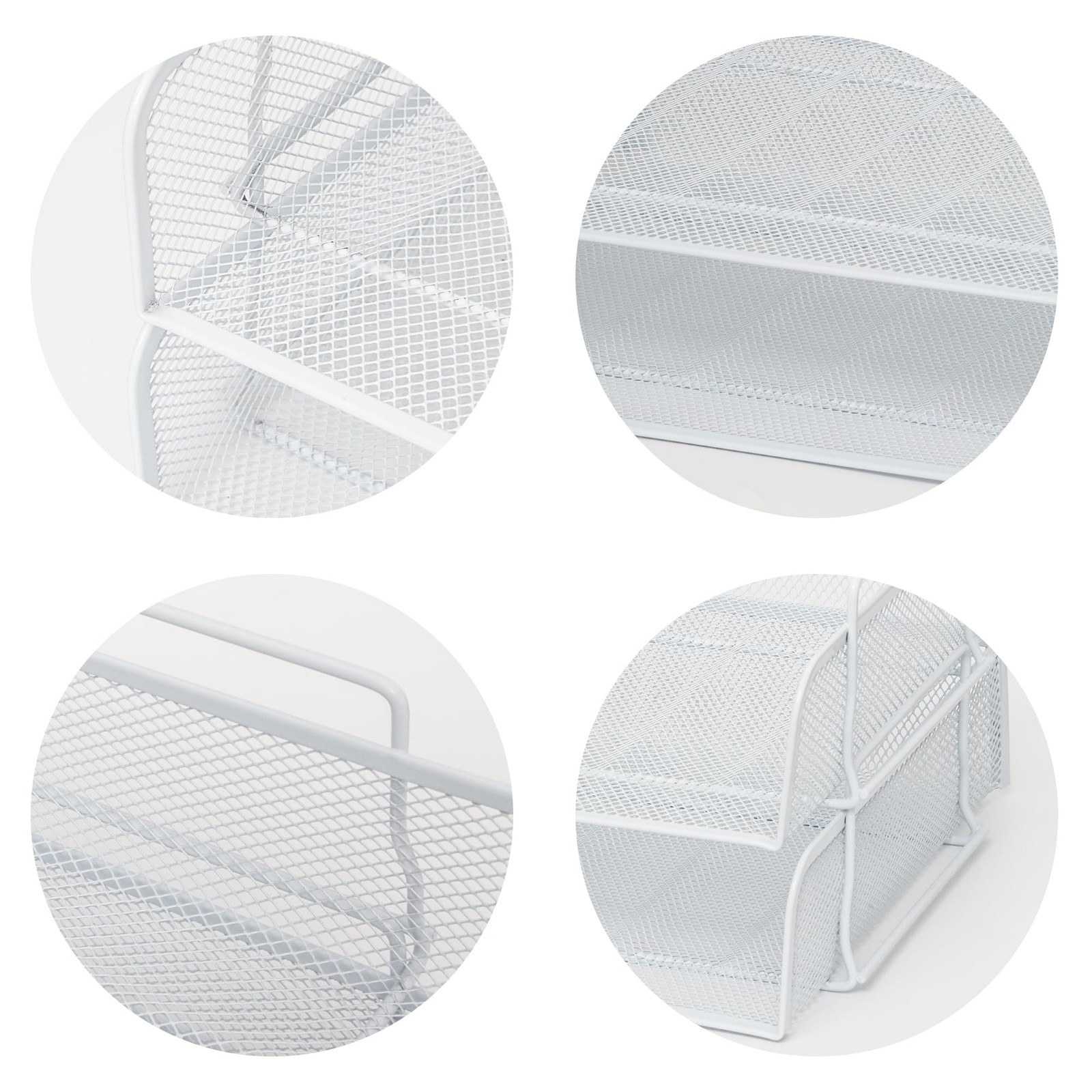 2 Pack Stackable Desk Paper Tray Metal Mesh Document Letter File Organizer White