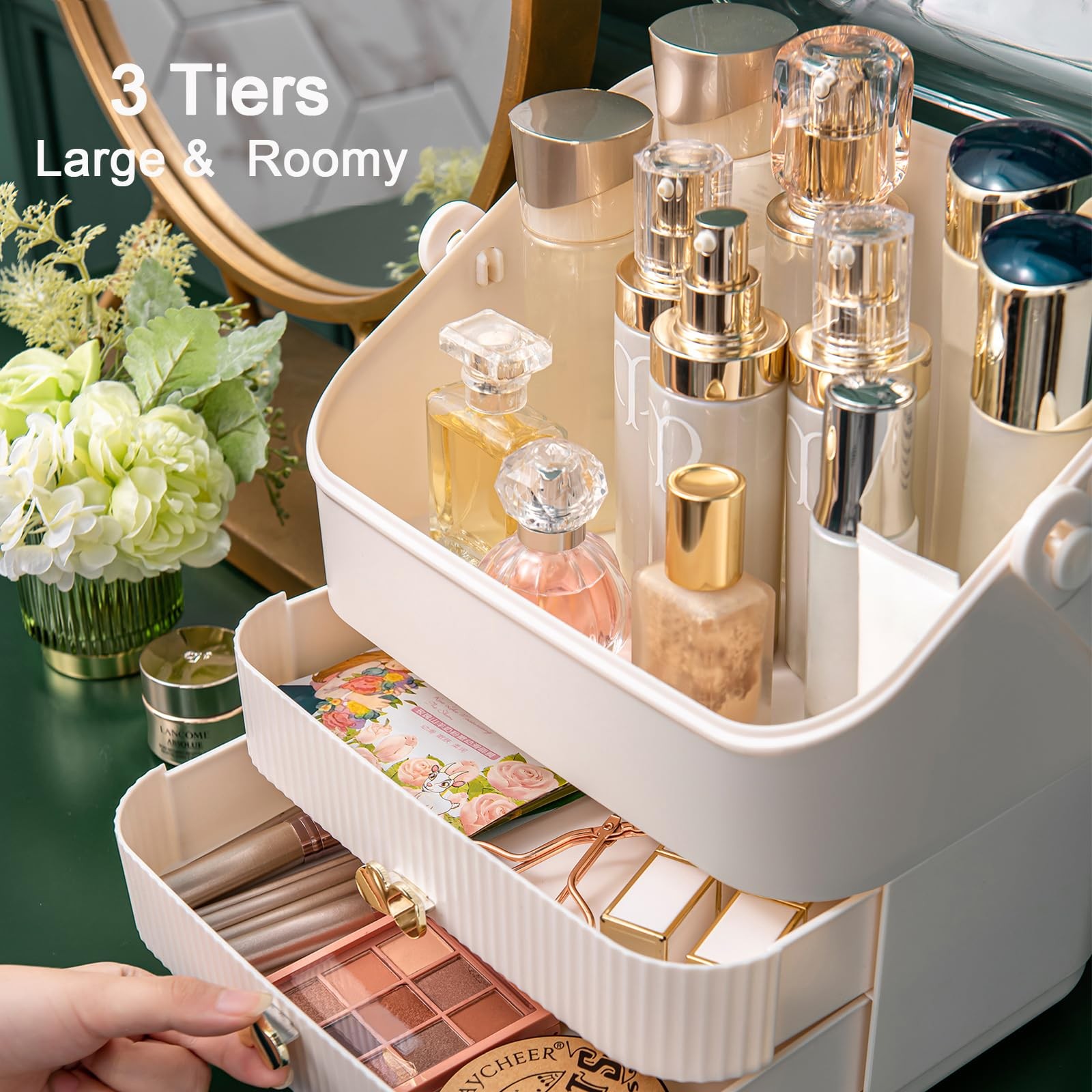 Preppy Skincare Organizers Makeup Organizer Holder Cosmetic Ivory White