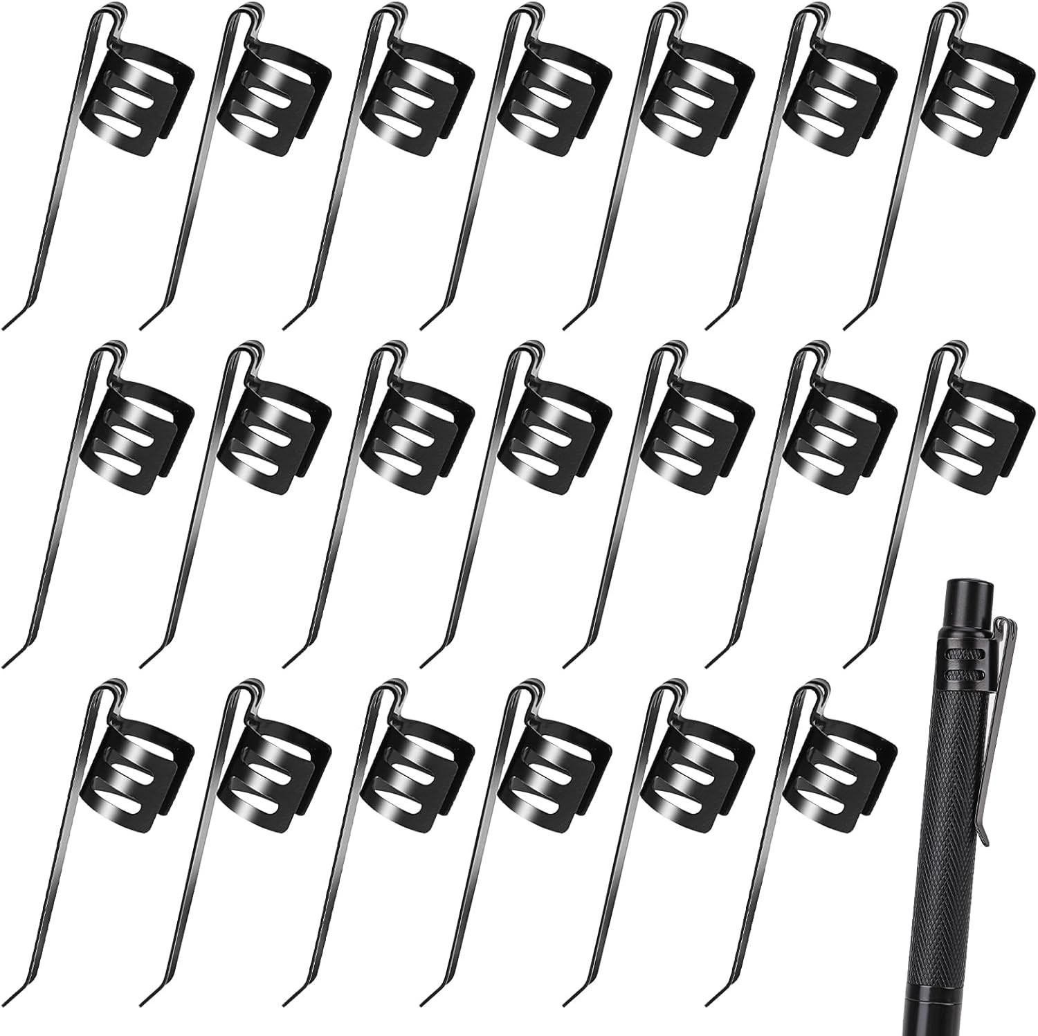 20 Pcs Metal Snap In Pencil Clips Slide On Pen Holder for Shirt Pocket Office