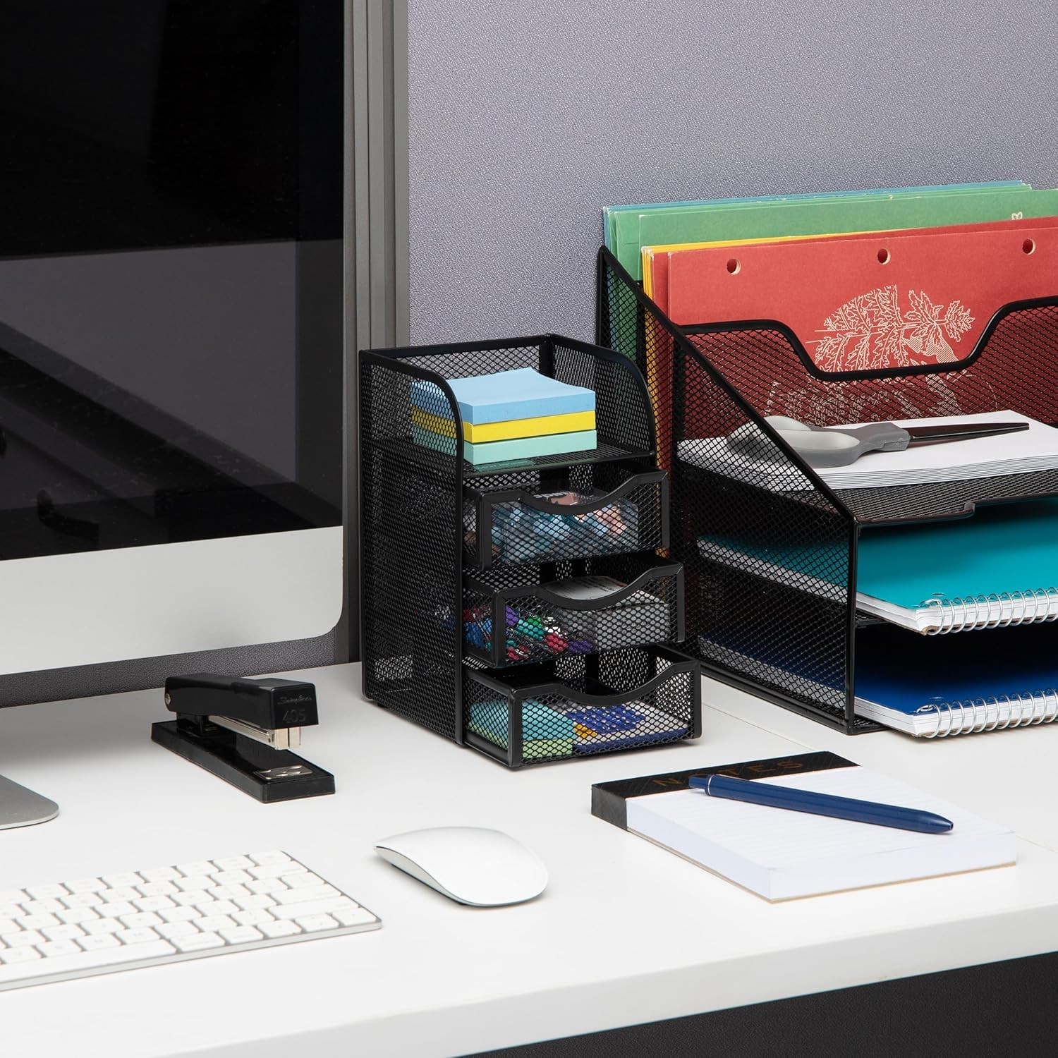 Desktop Accessory Storage, Paper Binder Clip Basket, Workspace, Office, Metal…