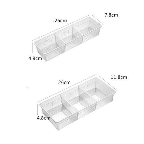 Desk Drawer Organizer Tray Set of 4 (2 Large + 2 Small) 10.24 Inch – Adjustable