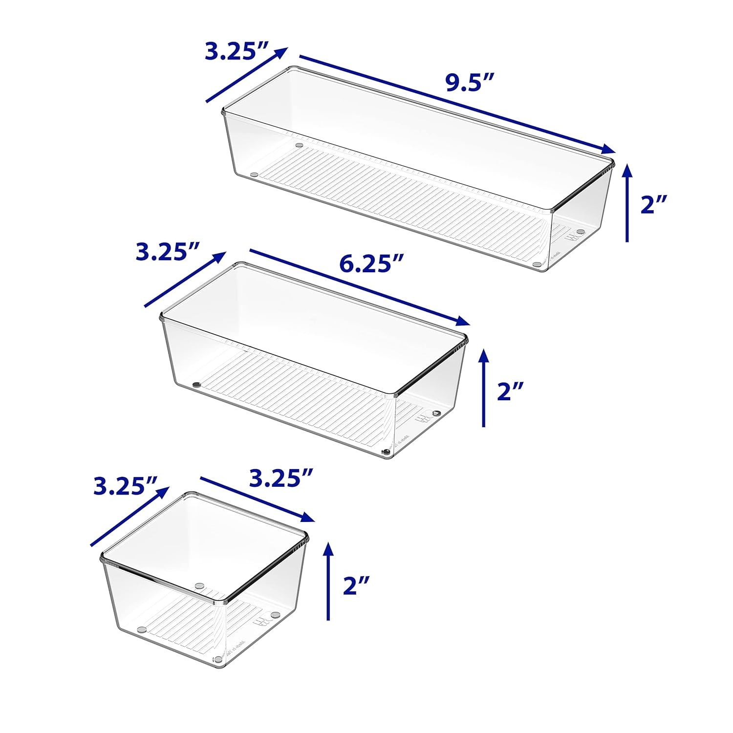 Clear Desk Organizer Office Storage Bins Drawer Dividers Assorted Sizes