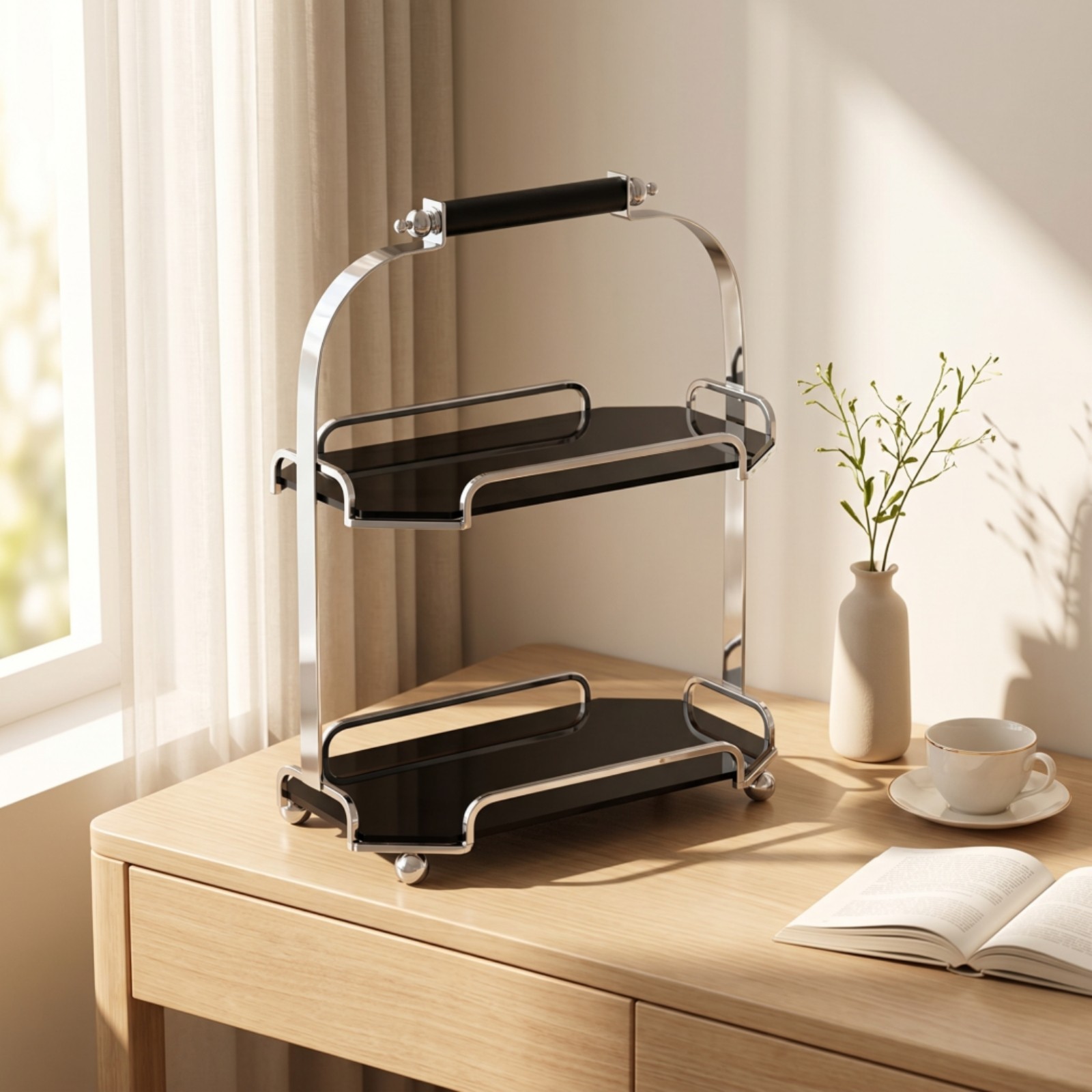 Organizer with Carrying Handle Portable Octagonal Shelf Rack for Dressing Table