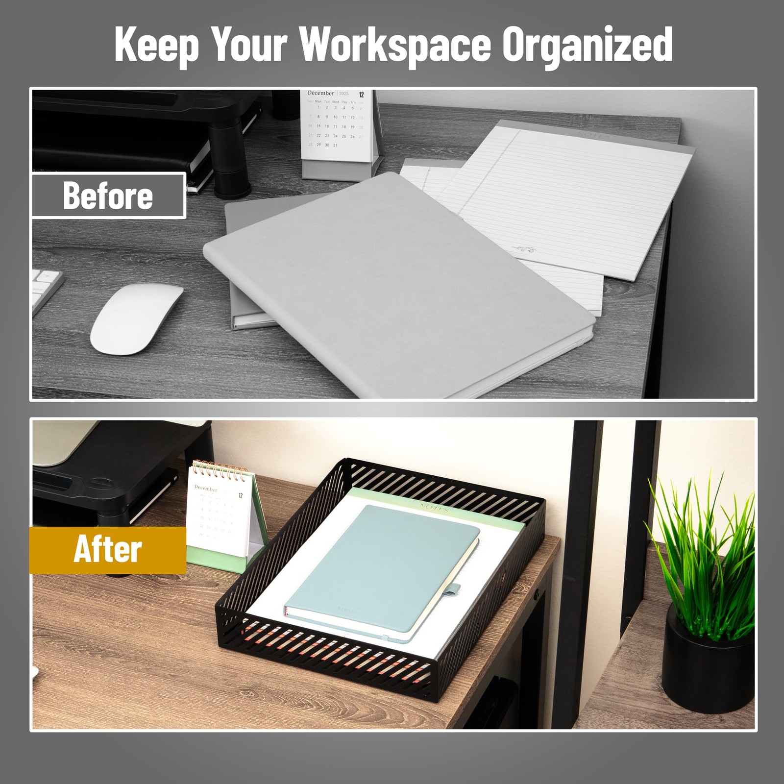 Mind Reader Metal Letter Size Paper Tray, Desktop Document Organizer with Non…