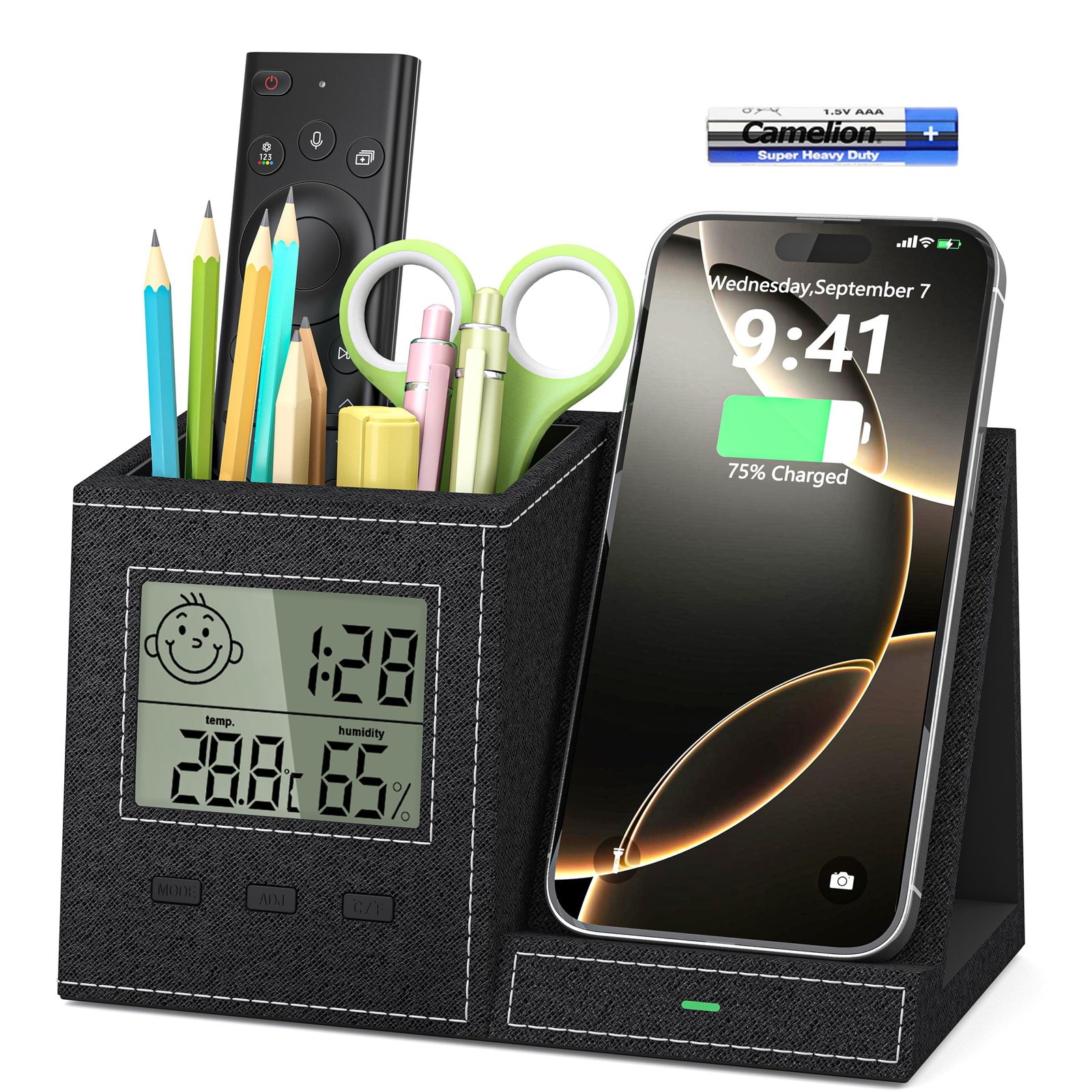 Multifunctional Pen Holder and Organizer for Desk with Wireless Charger, Digi…