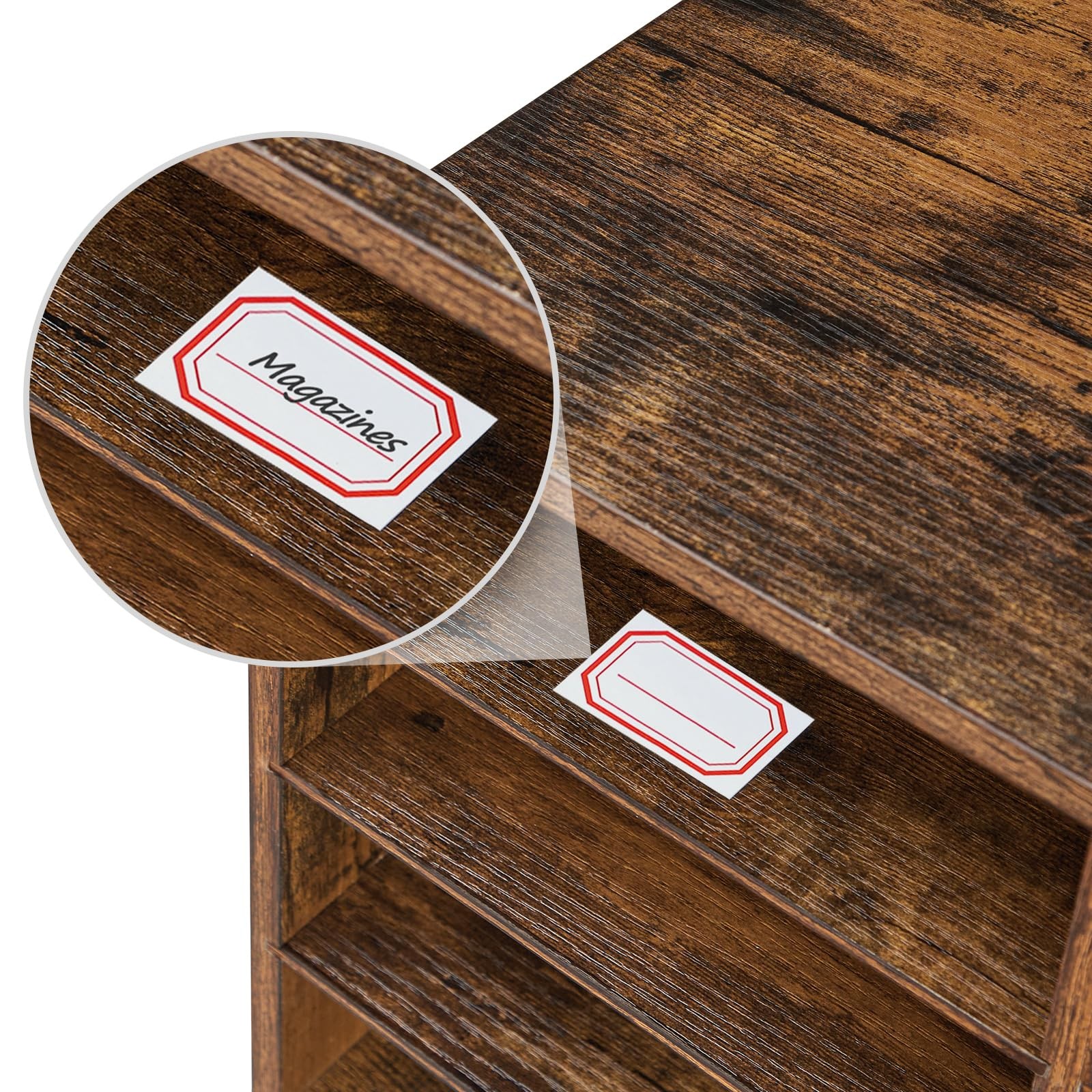 HOOBRO Literature Organizer, 27 Compartments Wooden Mail 23.8″H, Rustic Brown